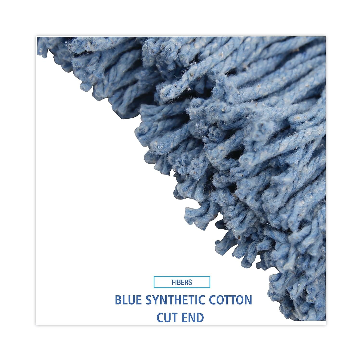 Boardwalk 2016B Standard Mop Head - 12-Oz Cut-End Cotton/Synthetic Blend - Blue - Ideal for Hardwood Floors, Tile & Commercial Cleaning