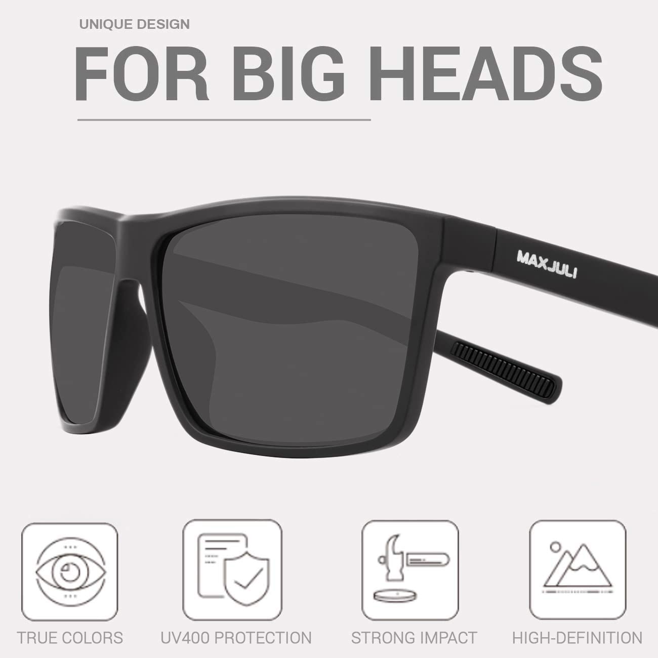 MAXJULI Polarized Oversized Sunglasses for Men & Women – UV 400 Protection – Big Head Friendly – Fashionable & Comfortable – Perfect for Driving, Beach, and Outdoor Activities