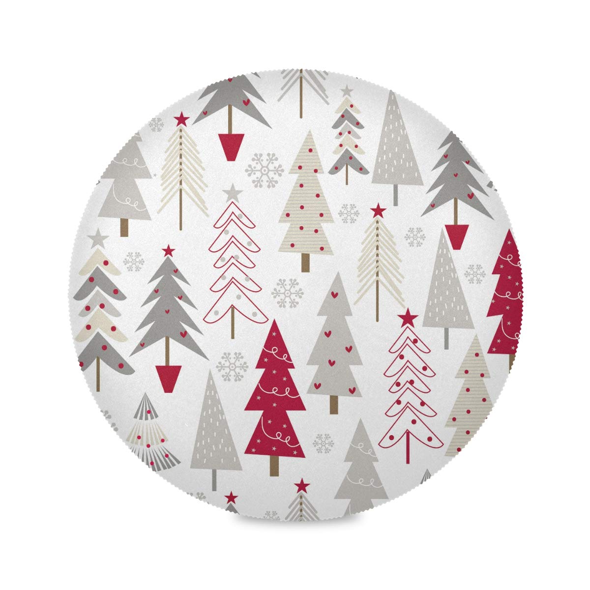 HESLING 4-Pack Round Heat Resistant Placemats for Dining Table - Christmas Tree Snowflake Design Holiday Kitchen Decor for Hot Dishes, Parties & Family Gatherings