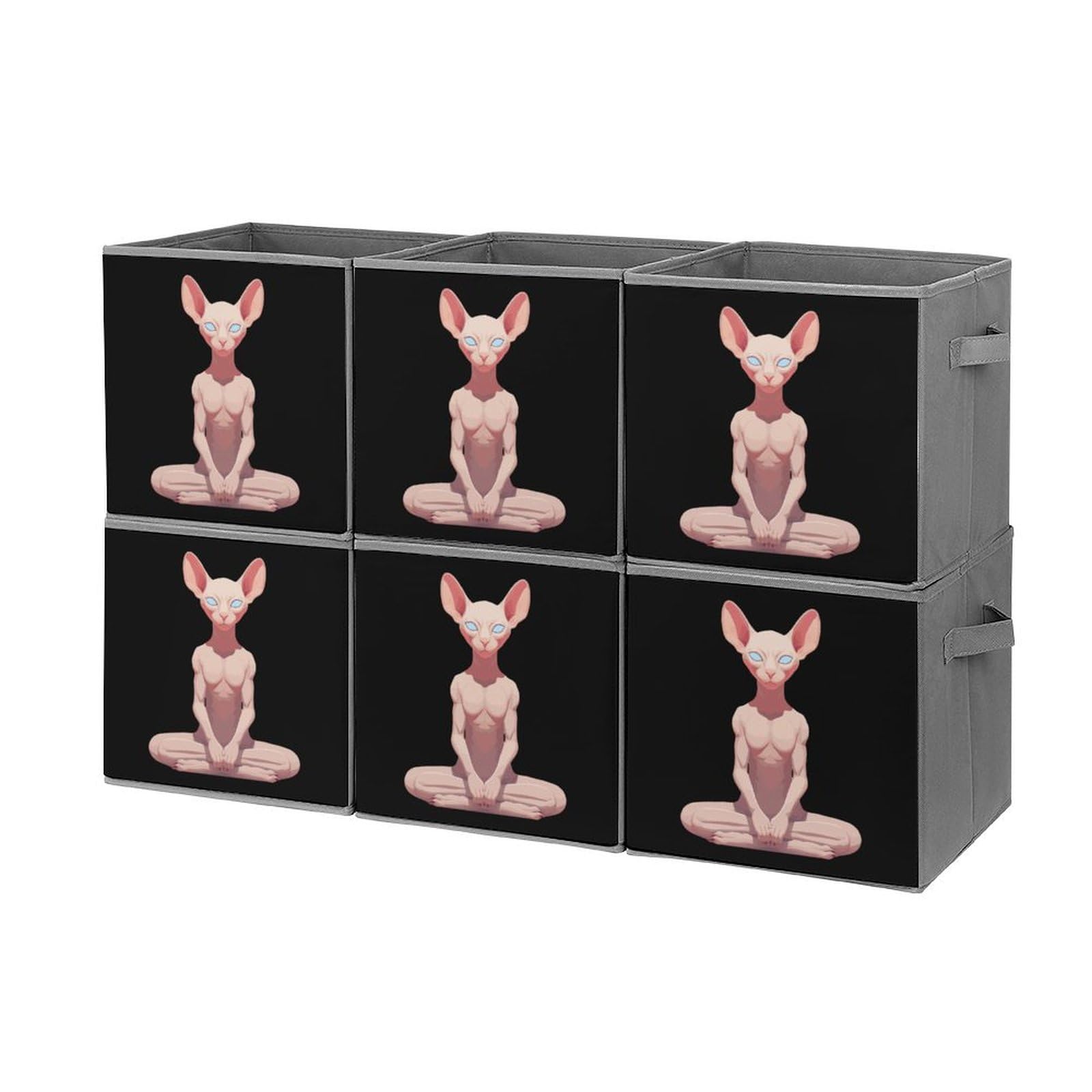 Foldable Storage Cubes with Handles - 6 Pack Square Fabric Bins for Organizing Clothes, Toys & Home Essentials | Perfect for Sphynx Cat Owners, Yoga Studios & Closet Organization