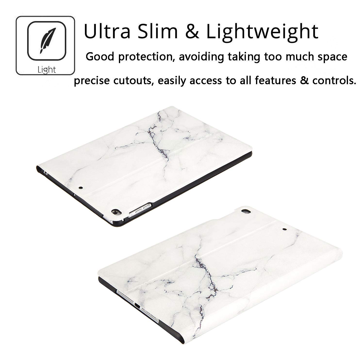 Premium Shockproof Case for Apple iPad 9.7 inch (iPad 5th/6th Gen 2017/2018 & iPad Air/Air 2) - Slim Synthetic Leather Folio Cover with Auto Wake/Sleep, Multi-Angle Stand & TPU Shell - Perfect for Work, Study & Travel (White Map Design)