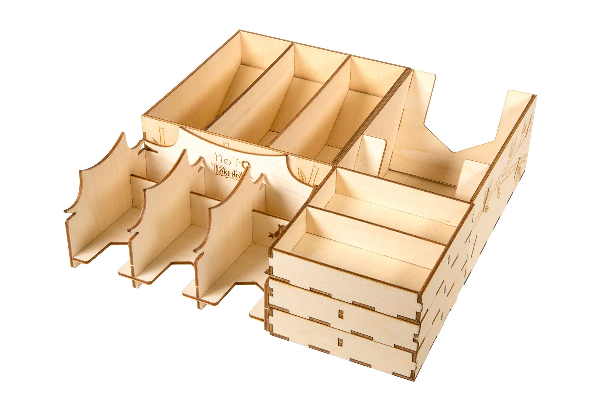 Premium Wooden Game Organizer for Takenoko Board Game - Broken Token Compatible Storage Box with Multiple Trays - Perfect for Game Night Organization & Compact Storage