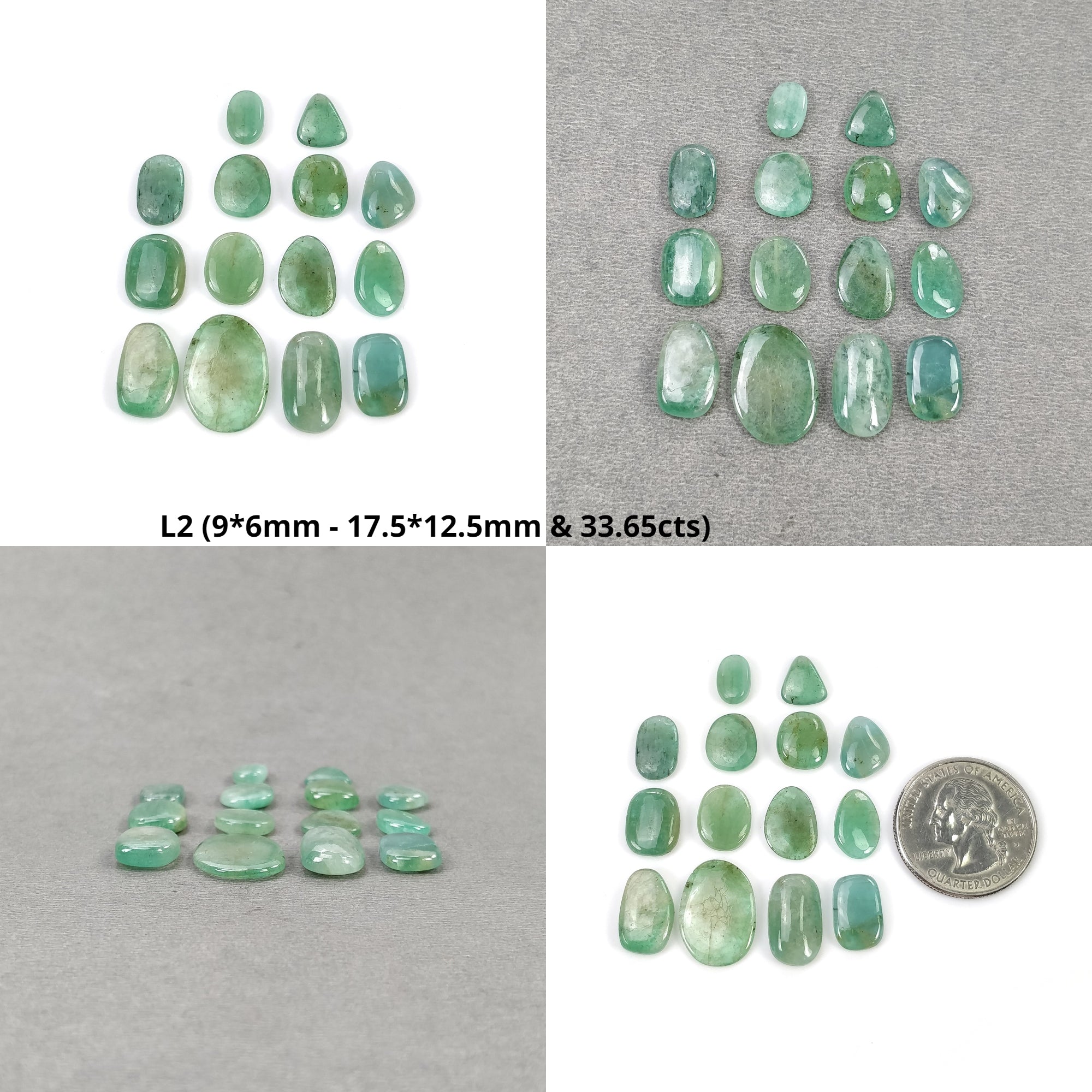 Natural Green Emerald Gemstone Cabochon - Untreated, Unheated, Irregular Shape (9pcs/14pcs/16pcs/19pcs) for Jewelry Making, Pendants & DIY Crafts
