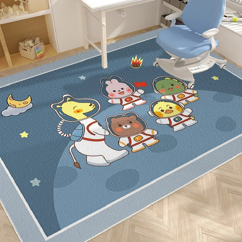 Linda Space Explorer Spillproof Velvet Nursery Rug - Soft Non-Slip Baby Play Mat for Kids Room, Daycare & Nursery Decor - Perfect for Crawling, Playtime & Learning Activities
