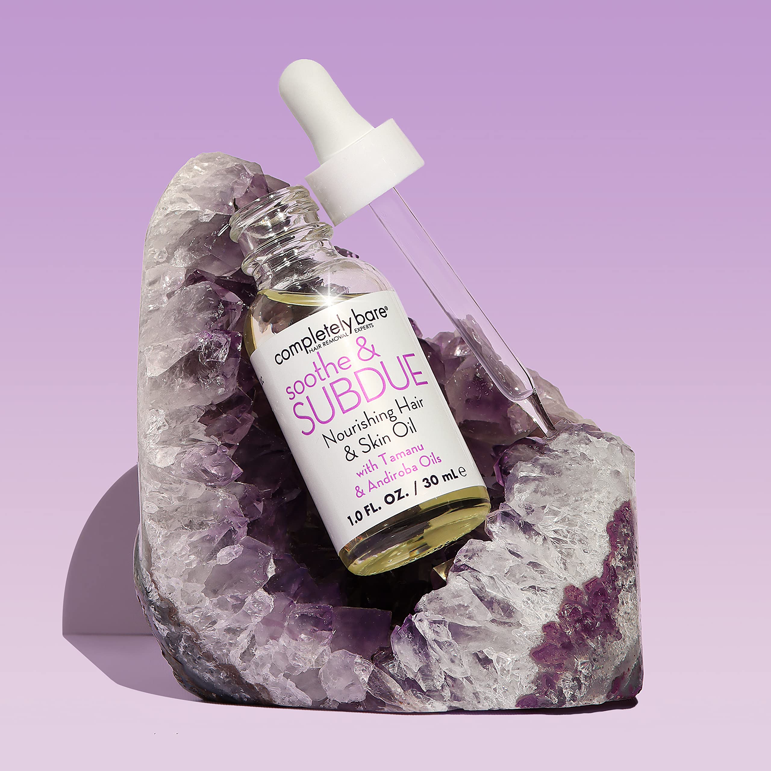 Completely Bare Soothe & Subdue Nourishing Hair & Skin Oil - Reparative Tamanu & Andiroba Oils for Dry Scalp, Split Ends & Sensitive Skin | Natural Moisturizer for Hair Growth & Skin Hydration | Perfect for Daily Use & Post-Hair Removal Care