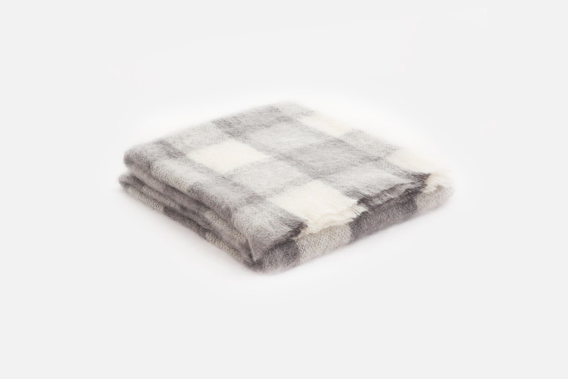 Soft Grey Plaid Drumin Mohair Throw Blanket - Cozy & Warm Luxury Blanket for Sofa, Bed, or Travel - Perfect for Winter Nights & Home Decor