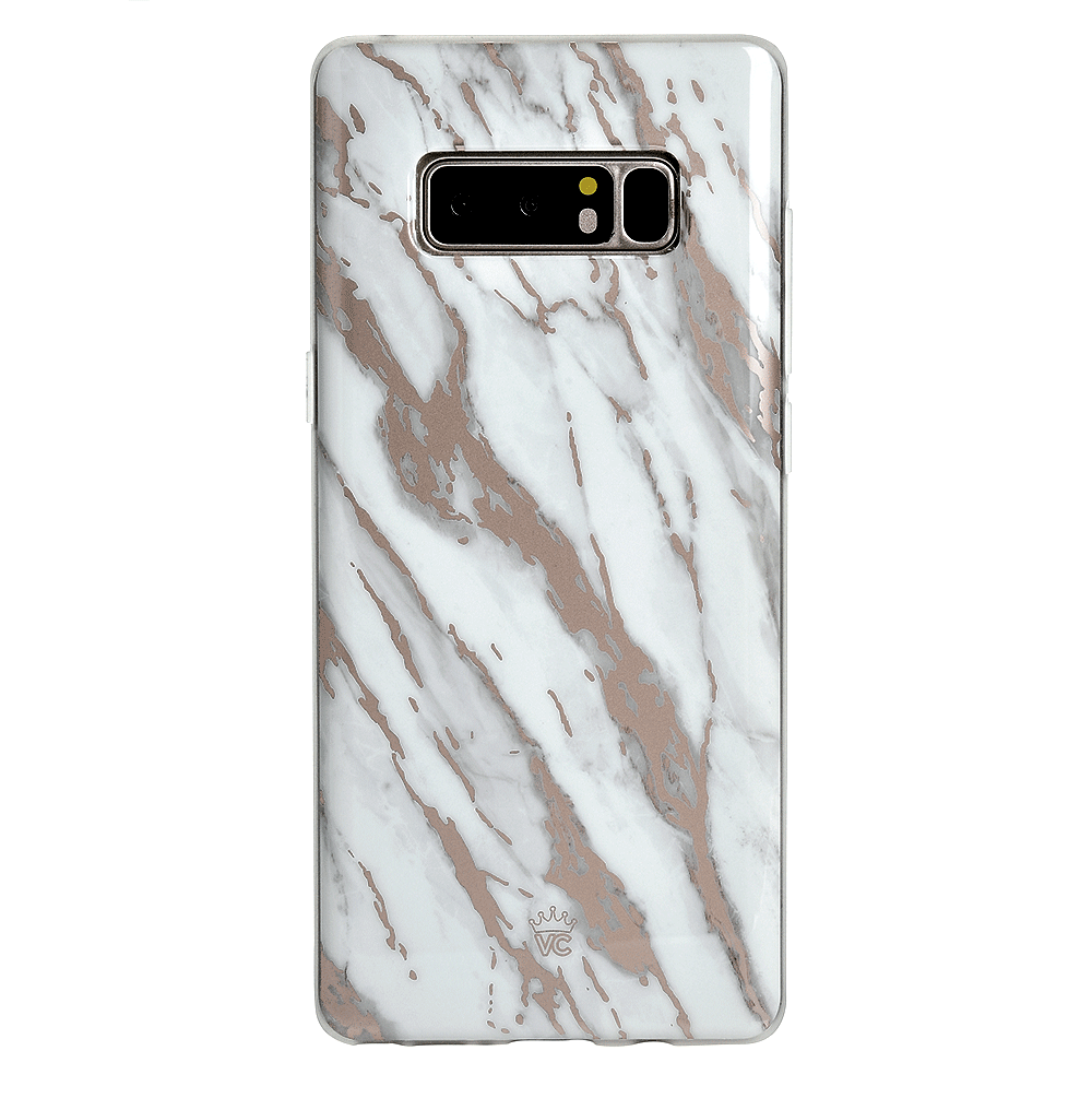 Elegant White Marble Rose Gold Chrome Case for Samsung Galaxy - Perfect for Everyday Use, Travel & Special Occasions