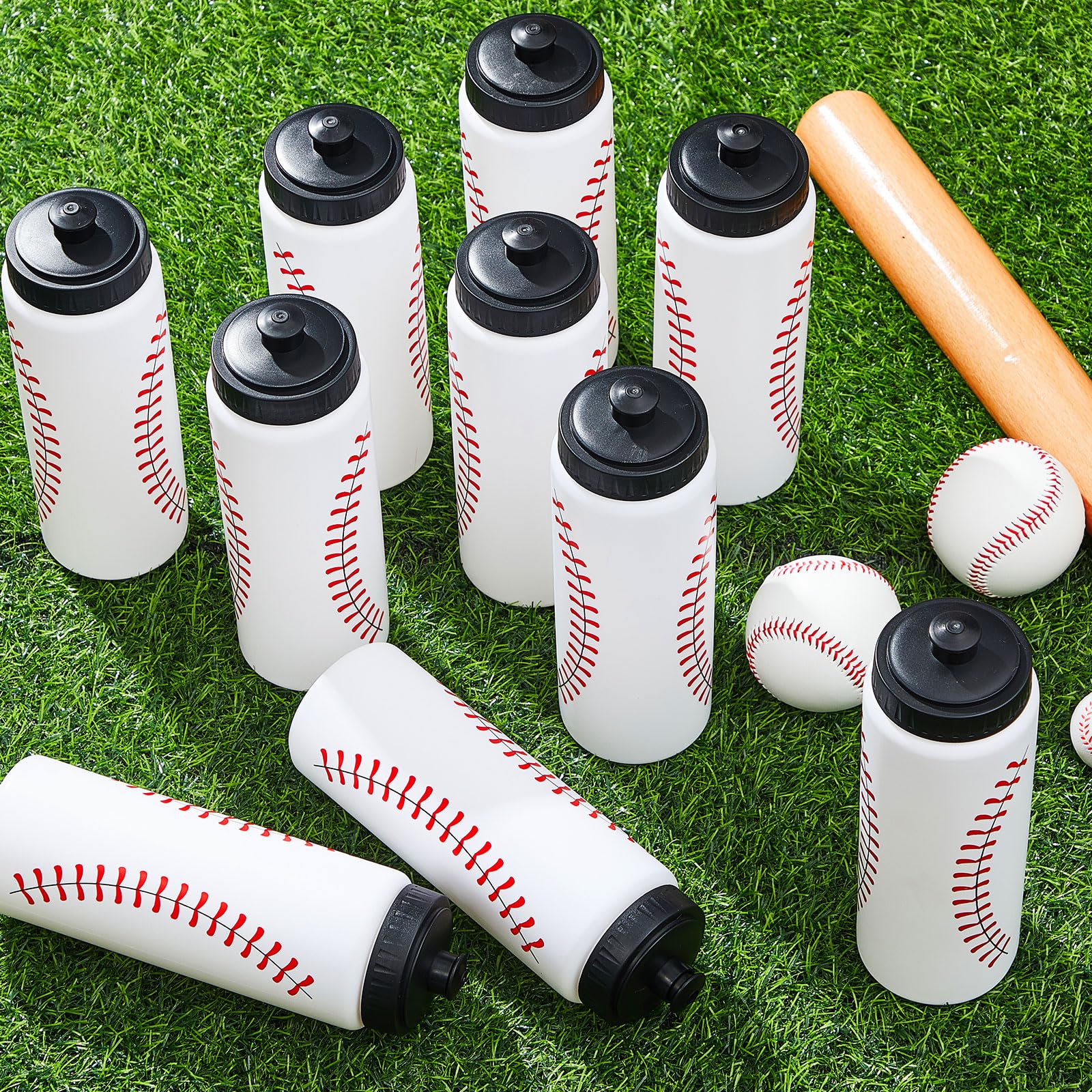 Yaomiao 12 Pack 20oz Reusable Baseball Water Bottles - BPA-Free Squeeze Sports Bottles for Baseball Players, Coaches & Fans - Bulk Sports Accessories for School, Games, Practice & Outdoor Activities