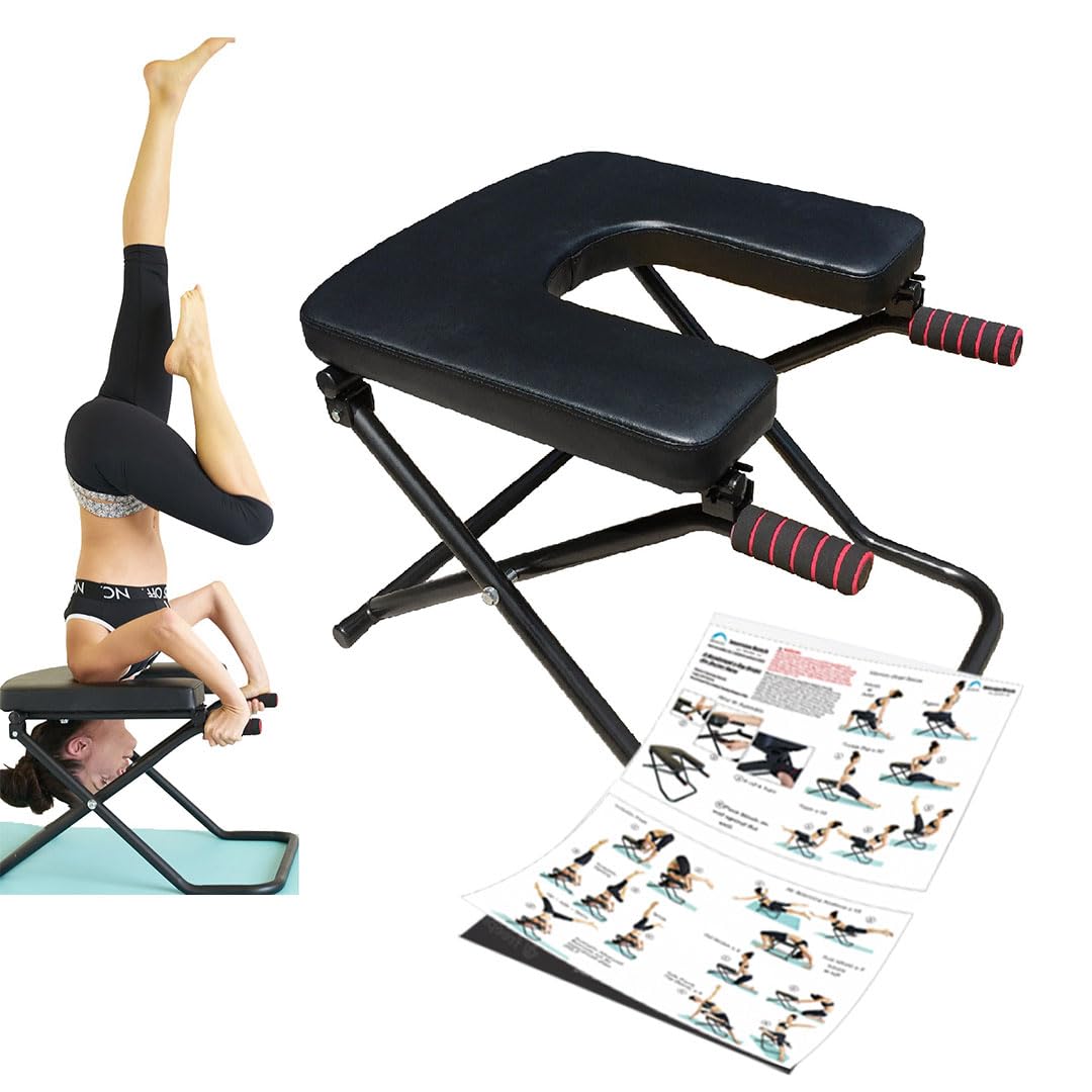 SISYAMA Yoga Headstand Bench Chair - Extra Long, Wide & Sturdy with Handles for Inversion, Handstand & Stretching Workouts | Perfect for Home Gym, Yoga Studio & Fitness Training