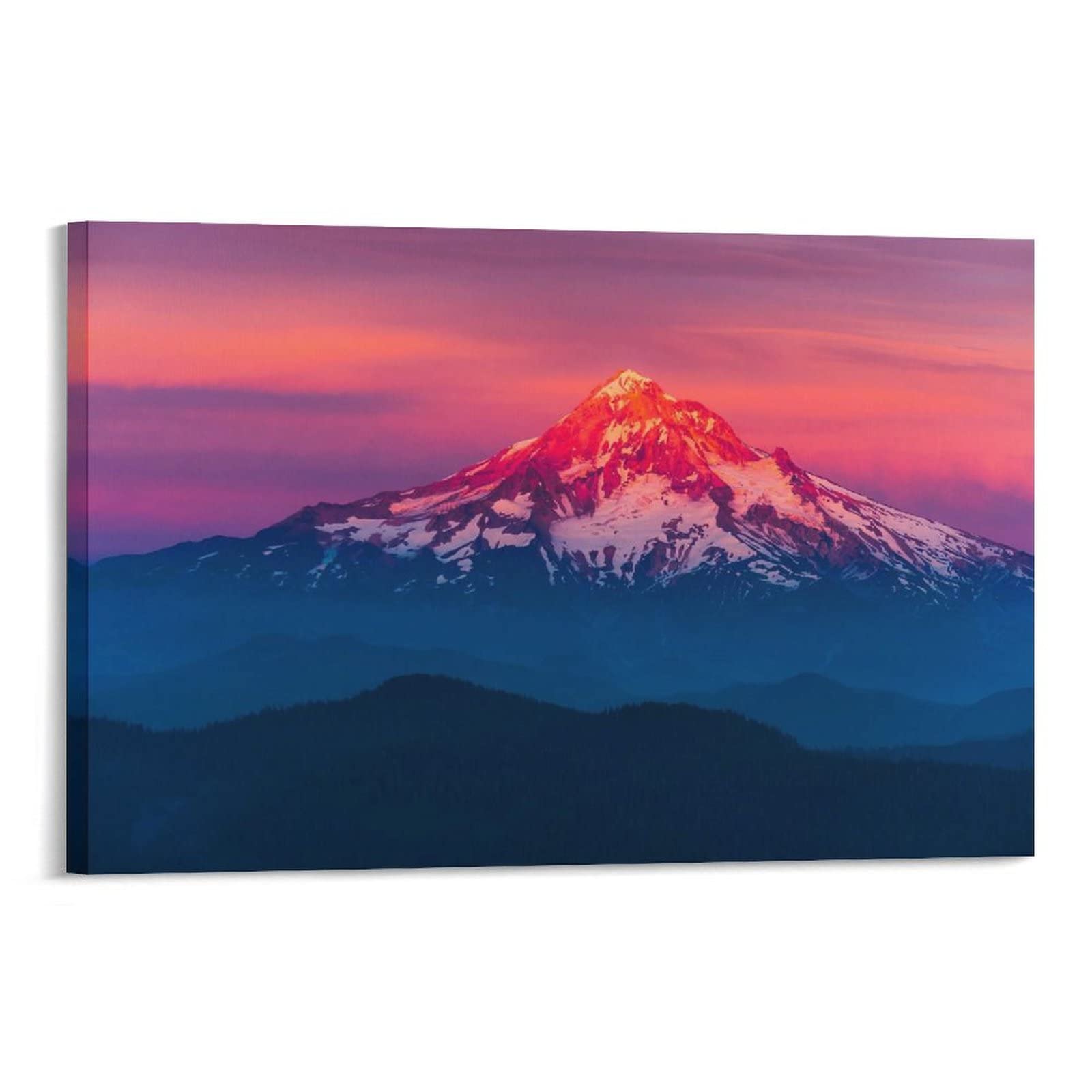 Minimalist Art Oil Painting - The Red Dusk on The Mountain Top Canvas Wall Art - 24x36 Inch (60x90cm) - Perfect for Living Room Decor, Bedroom Wall Art & Office Decoration