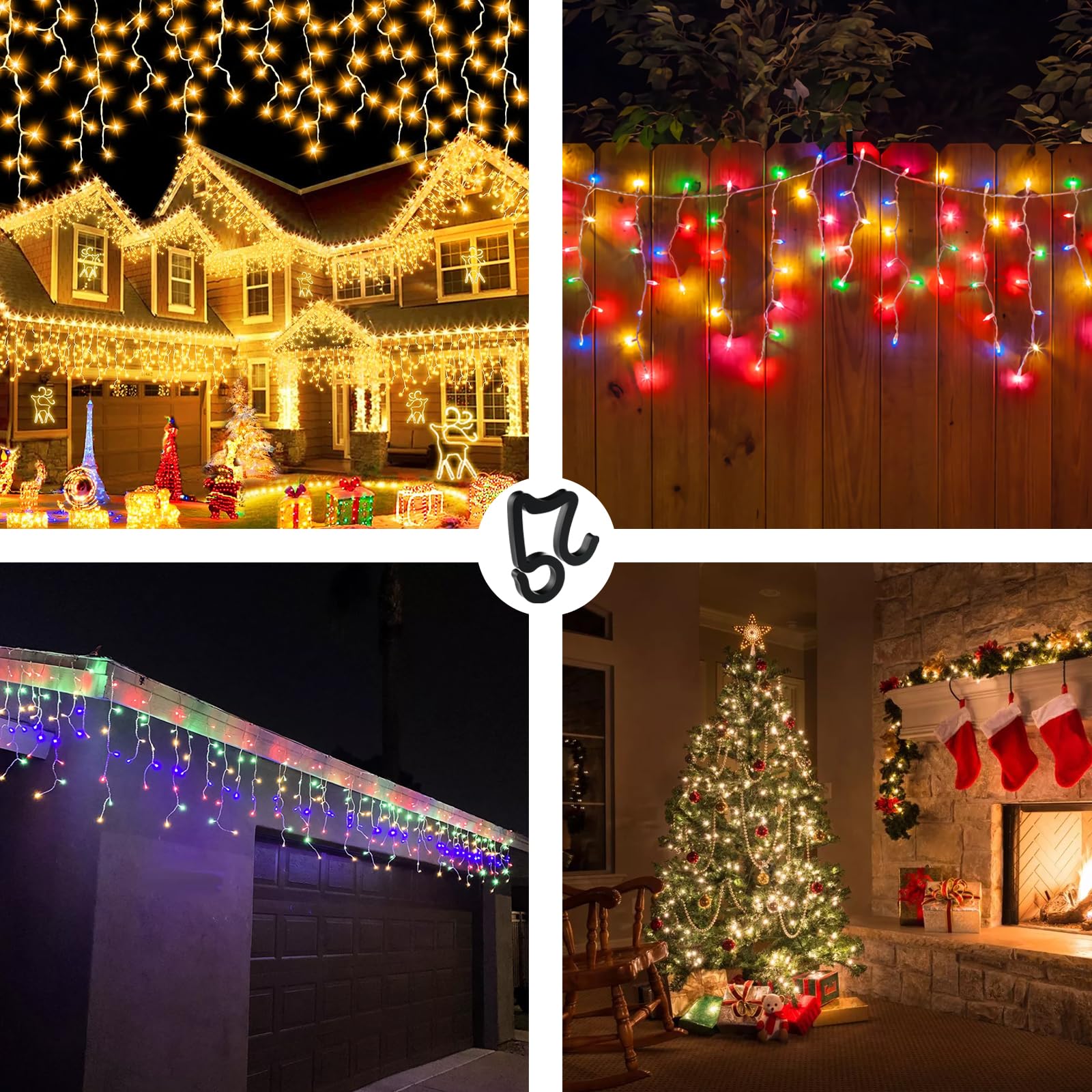Outdoor Christmas Light Clips - 400 Pack Black for Gutter Hanging
