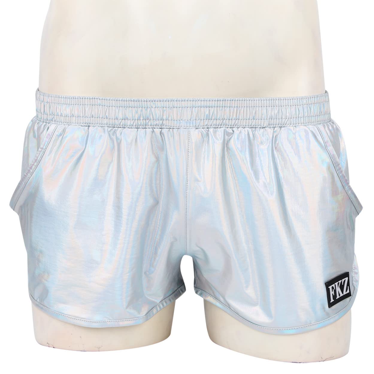 Men's Faux Leather Workout Shorts - Square Cut Gym Shorts with Side Split for Swimming, Running & Training | Stylish Sportswear for Active Lifestyles