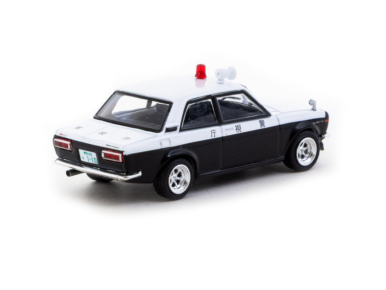 Tarmac Works 1/64 Scale Datsun 510 Police Car Diecast Model - ROAD64 Collection | Perfect for Collectors, Display, and Toy Car Racing Scenes