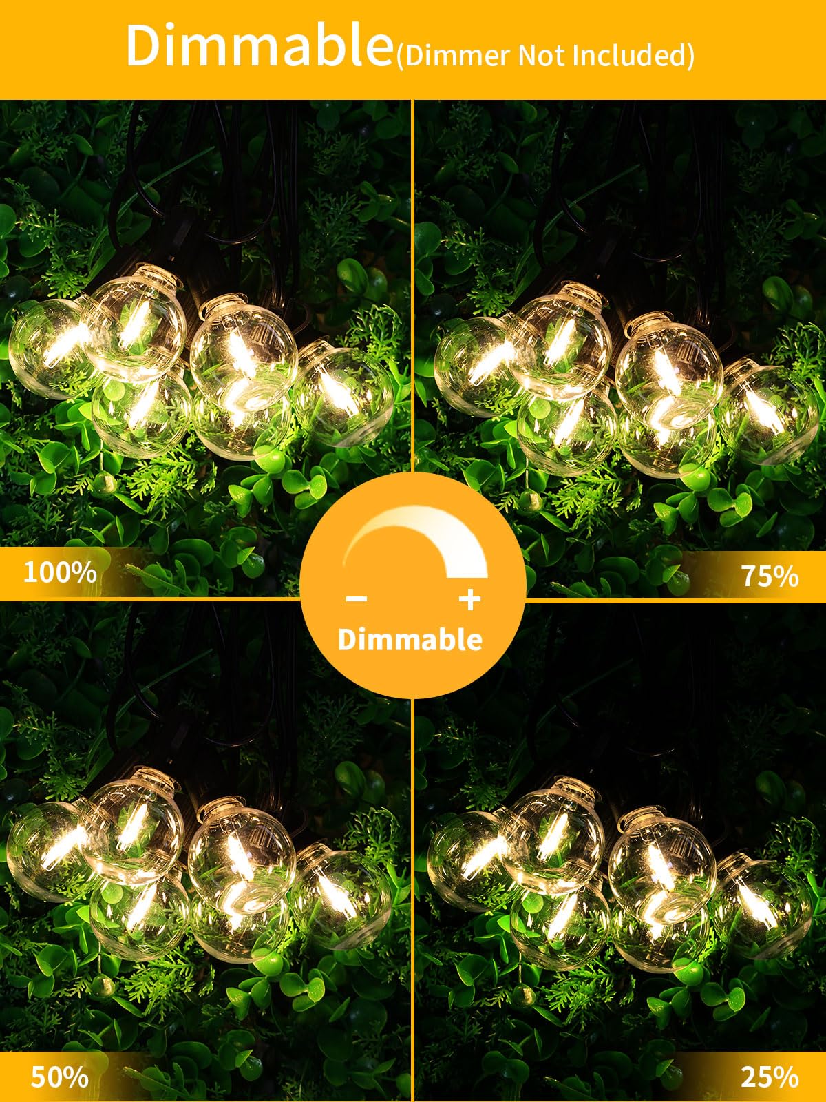 Yuusei 50 FT Outdoor String Lights with 25+1 Shatterproof Edison Bulbs - Waterproof Hanging Lights for Patio, Backyard, Porch, Cafe & Bistro - 2700K Warm White - Perfect for Romantic Dinners, Garden Parties & Outdoor Decor