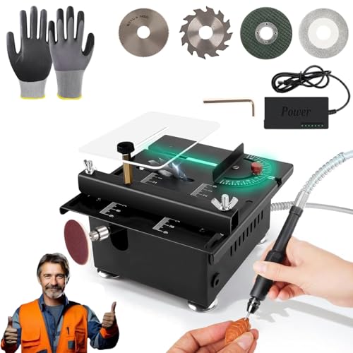7-Speed Mini Table Saw with Adjustable Blade Angle (0-0.63