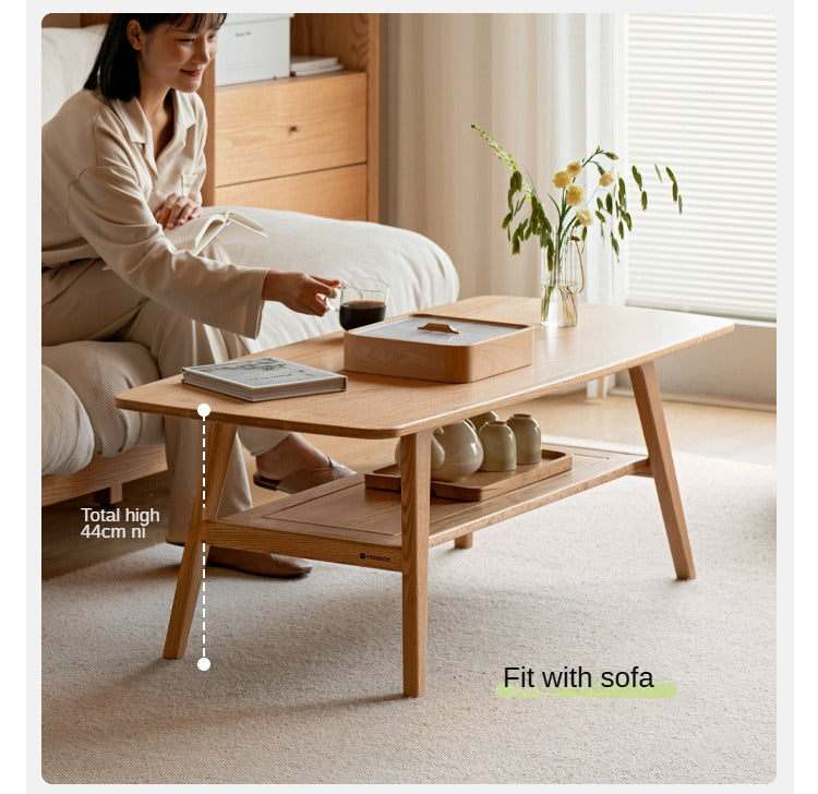 Solid Oak Wood Modern Coffee Table - Stylish & Durable Living Room Furniture for Home Decor