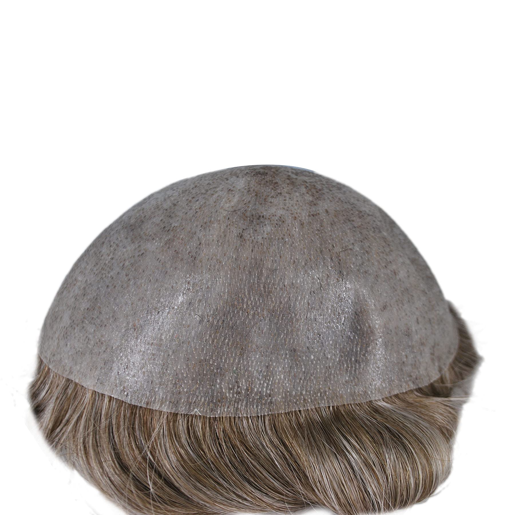Men's Grey Hair Toupee - 100% Human Hair Replacement System - Light Brown Mixed with White - Style #660 - In Stock - Perfect for Thinning Hair & Bald Spot Coverage - Great for Daily Wear & Special Occasions