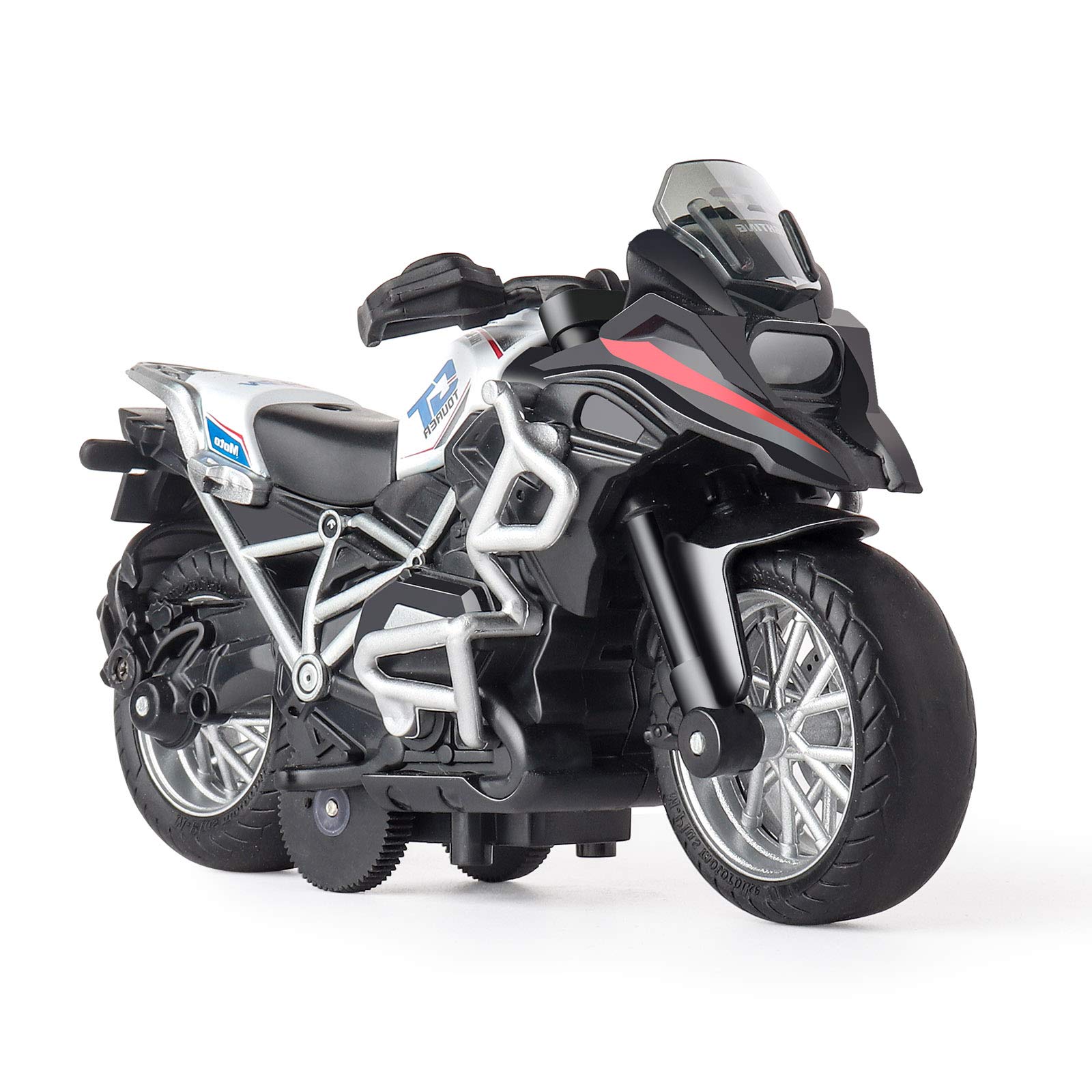 Pull Back Diecast Motorcycle Toy with Sound & Light - Realistic Ride-On Toy for Boys Ages 3-9 | White Motorcycle Model for Kids' Pretend Play & Collection
