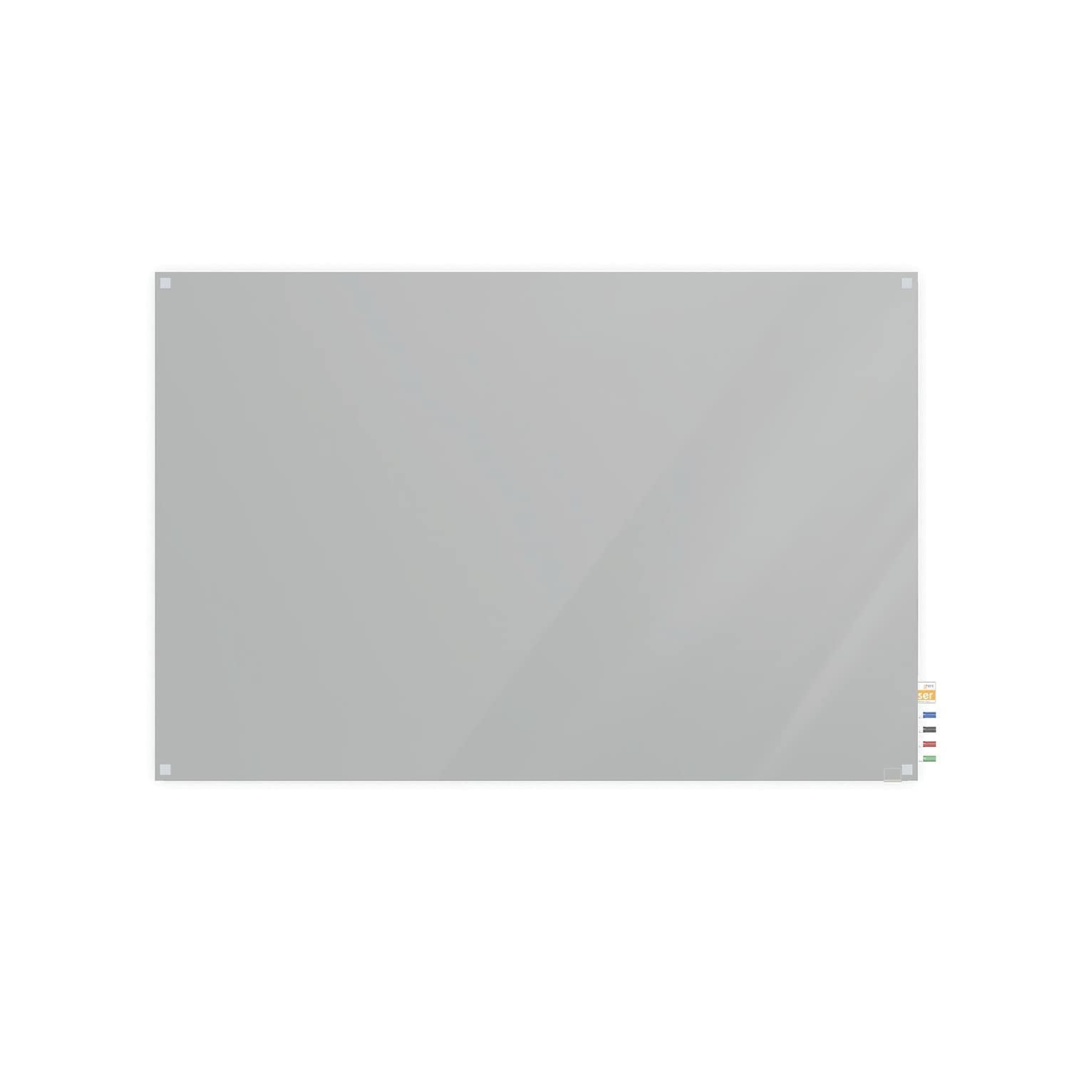 3'x4' Harmony Glass Whiteboard - Square Corners, Gray Frame - Includes 4 Dry Erase Markers & Eraser - Perfect for Home Office, Classroom, or Conference Room