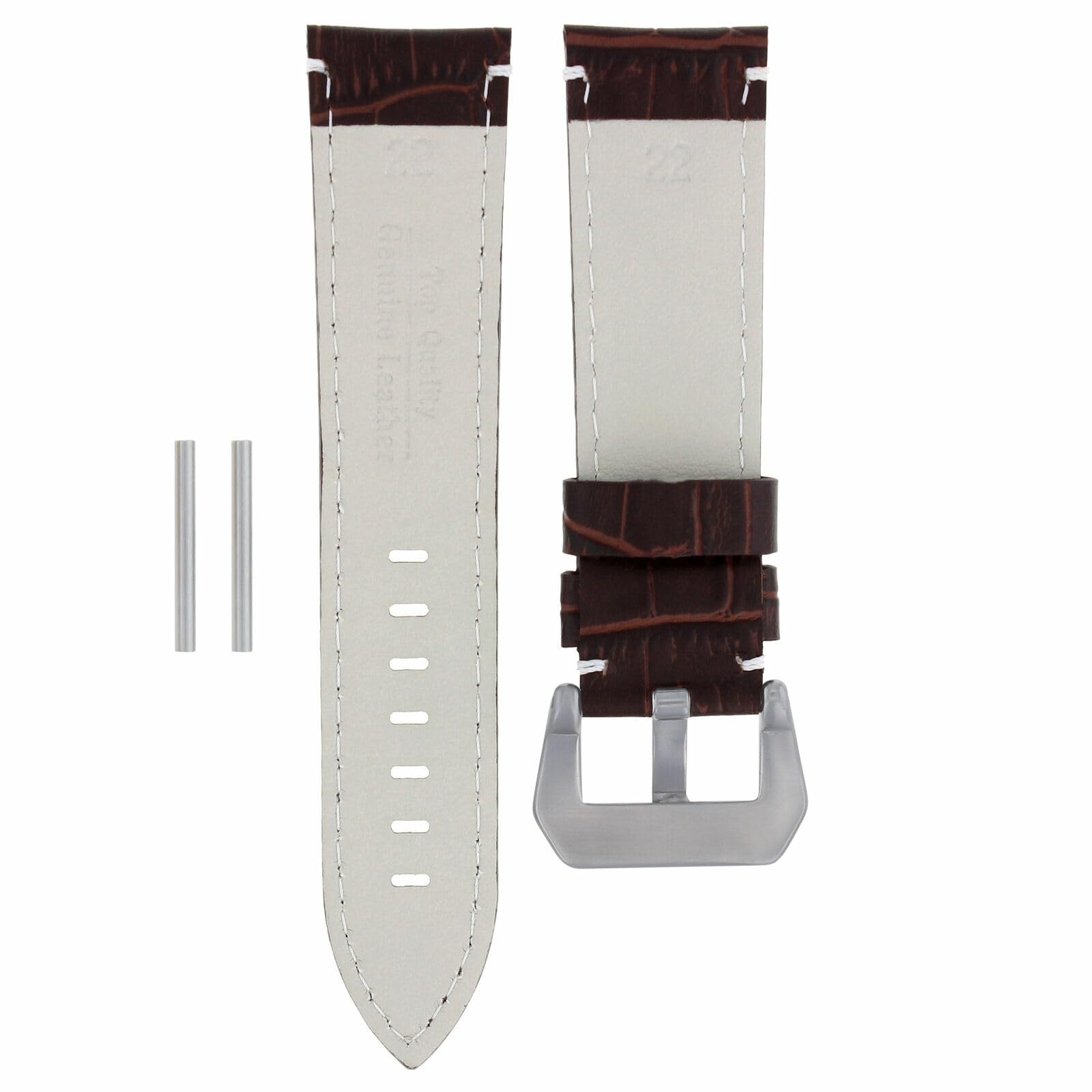 22mm Genuine Leather Watch Band Strap for Panerai Luminor Marina GMT - Premium Brown Replacement Strap | Durable & Comfortable for Daily Wear, Business & Casual Occasions