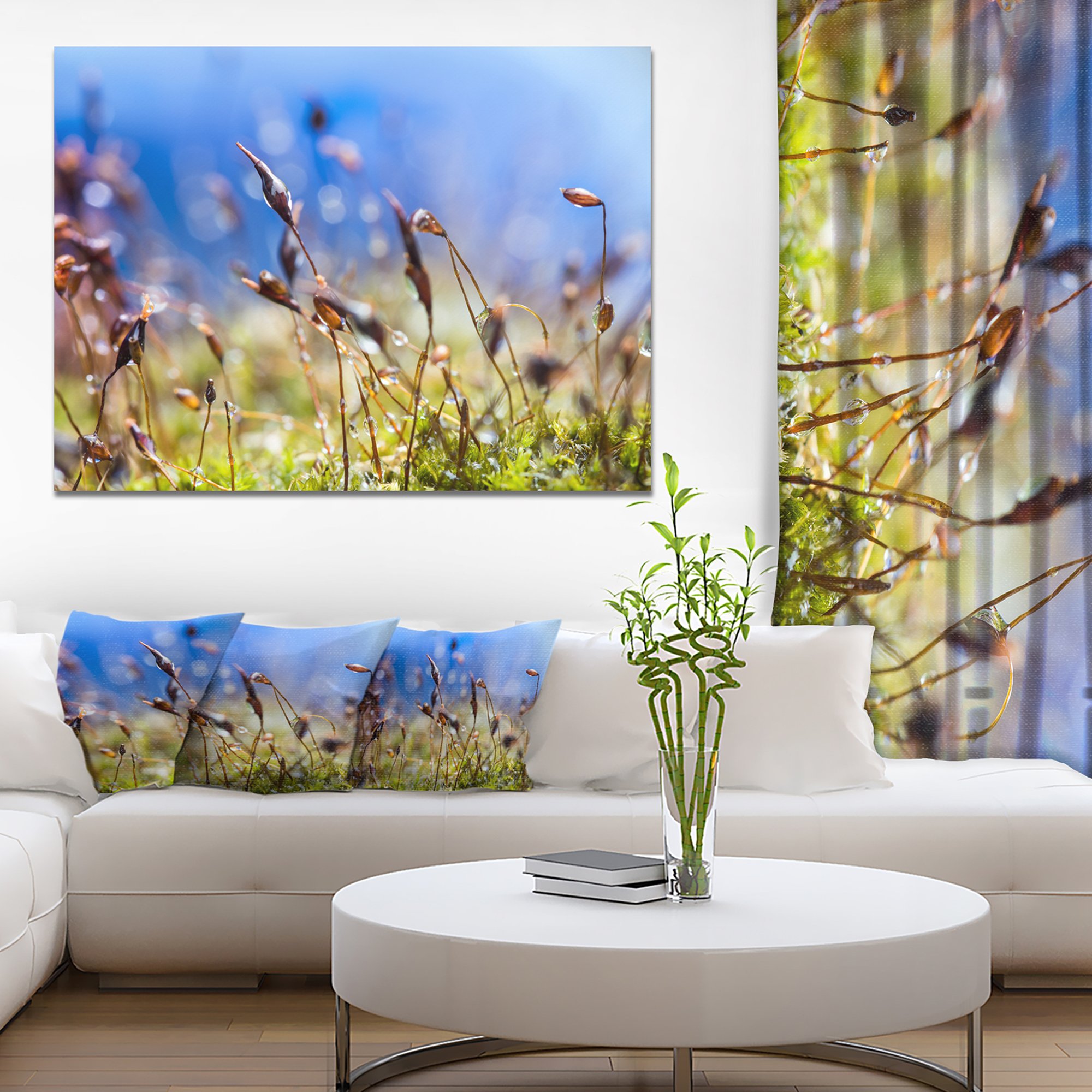 Abstract Summer Spring Moss Flowers Modern Landscape Wall Art Canvas - Stunning Home Decor for Living Room, Bedroom & Office
