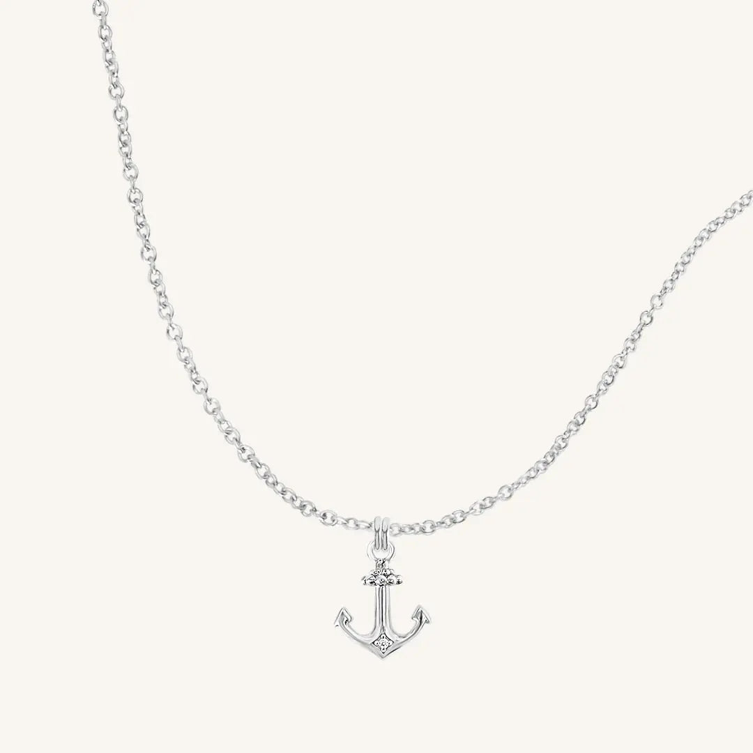 Elegant White Stone Necklace for Women - Dainty Anchor Pendant Jewelry - Perfect for Beach Outings, Casual Wear & Gifts