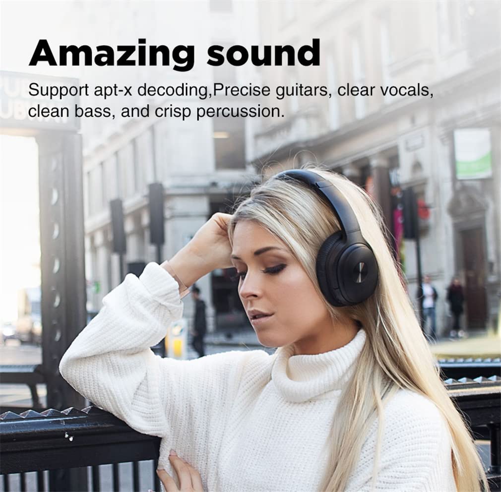 Premium Hi-Fi Stereo Wireless Over-Ear Headphones with Bluetooth 5.0, ANC Active Noise Cancellation, Built-in Mic & Soft Protein Earpads - Foldable Design for Travel, Workout, Gaming & Office Use - Purple