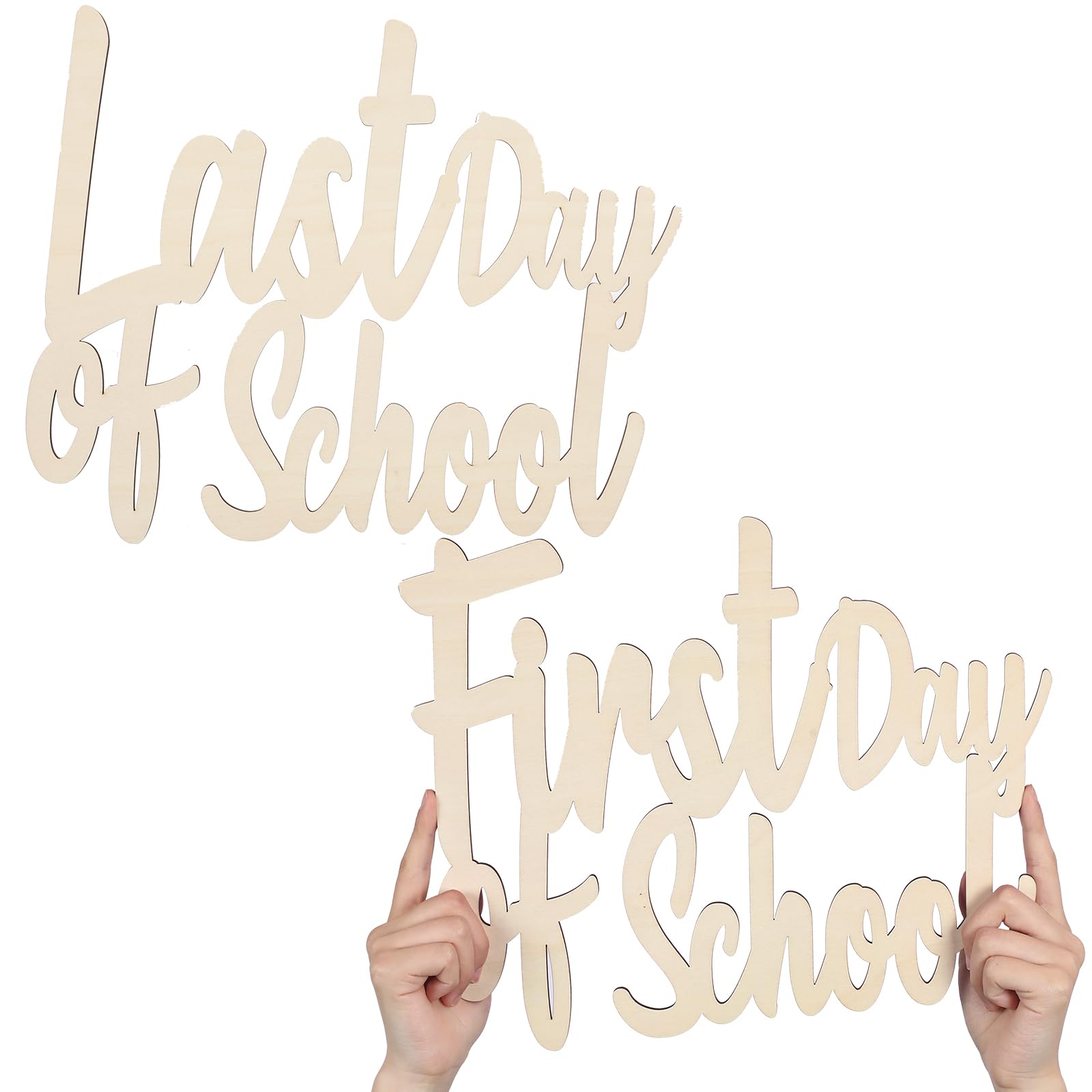 2 Pack First and Last Day of School Sign - Wooden Reusable Photo Booth Props for Back to School, Preschool, Kindergarten Classroom Decor - Perfect for School Memories, Graduation Parties & Yearbook Photos