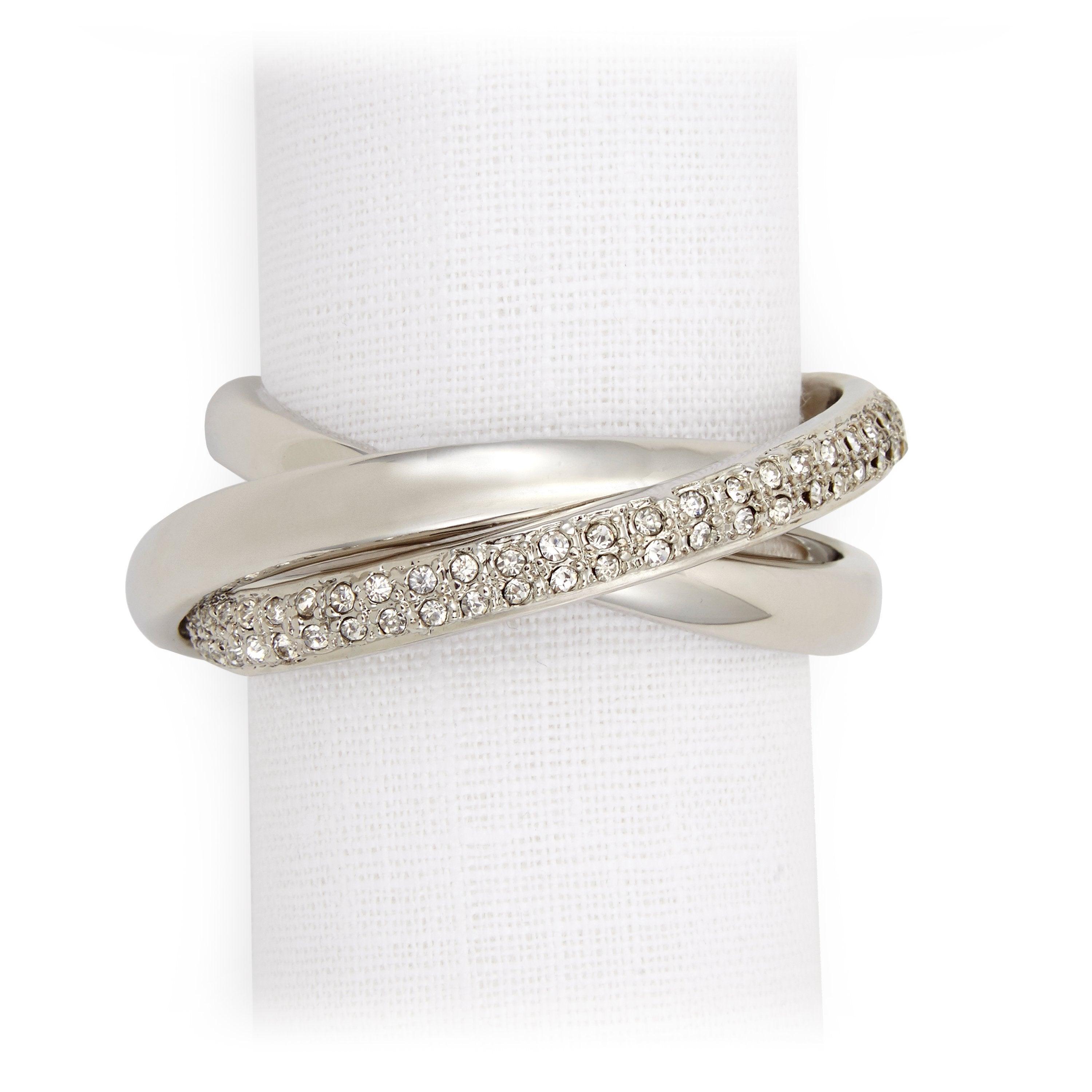 Platinum Napkin Rings Set of 4 - Elegant Table Decor for Weddings, Dinner Parties & Special Occasions
