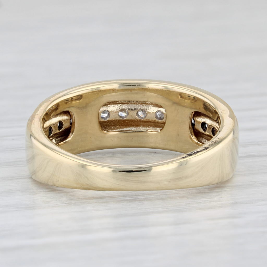 0.48ctw Black & White Diamond Men's Wedding Ring - 10k Yellow Gold Size 10 - Elegant Wedding Band for Men, Anniversary Gift, Engagement Ring - Perfect for Proposals, Weddings & Special Occasions