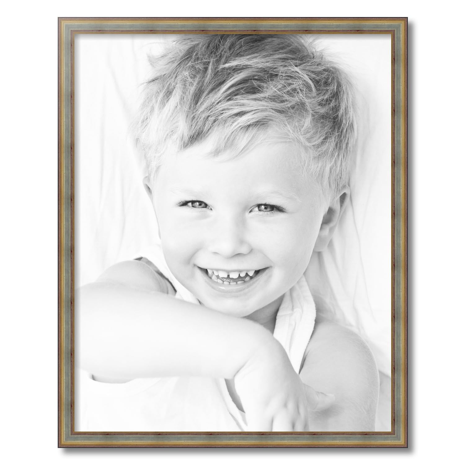 ArtToFrames 24x30 Inch Silver Wood Picture Frame with Gold Accents - Premium Wall Decor for Living Room, Bedroom & Office - WOMD1087-24x30