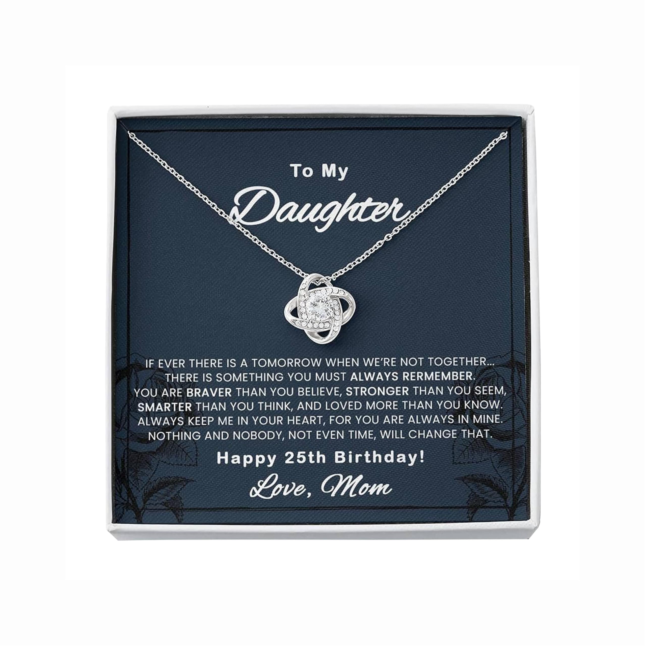 Daughter's 25th Birthday Necklace Gift with Card - Perfect for Mother's Day & Grandma