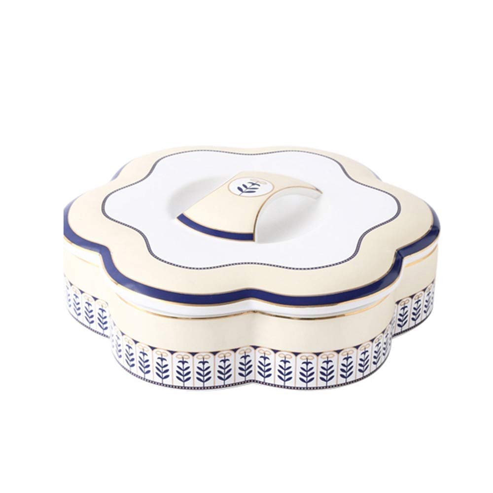 Round Plastic Fruit Tray with Lid - 6-Compartment Candy, Nut & Appetizer Serving Container | Food Storage Organizer for Lunch, Camping Snacks & Party Platter | Perfect for Picnics, BBQs & Office Potlucks