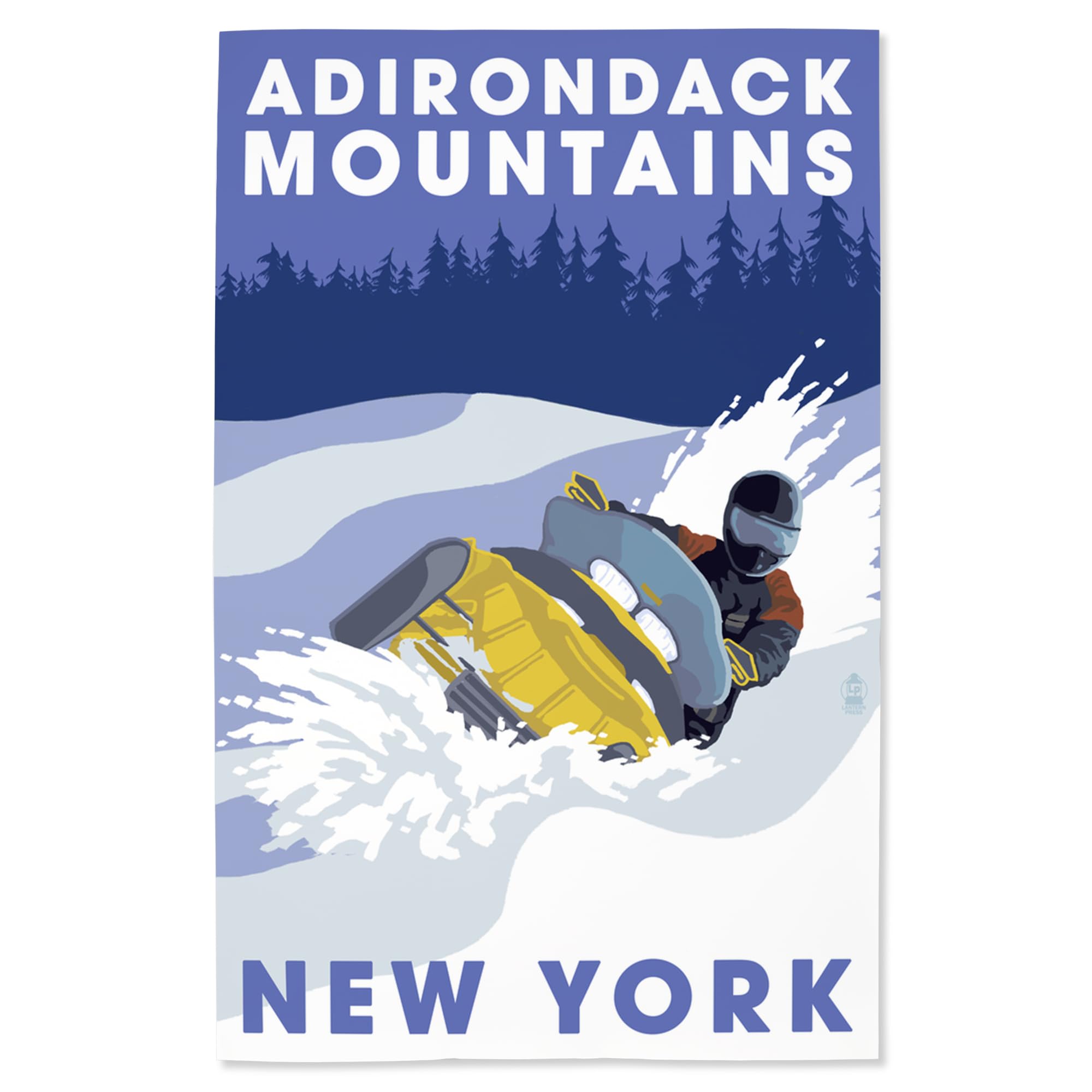 Lantern Press 16x24 Inch Giclee Print - Adirondack Mountains Winter Landscape with Snowmobile Scene | Premium Wall Art for Home & Office Decor | Perfect for Living Room, Bedroom or Cabin
