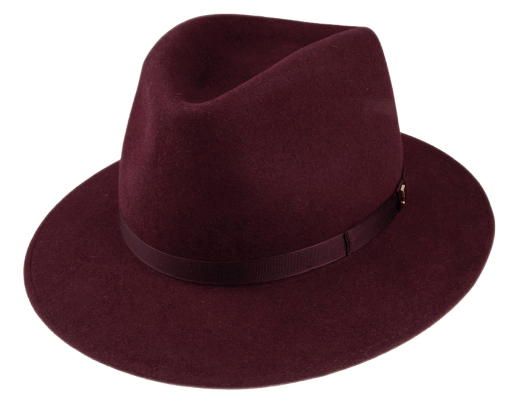 Rollable Rabbit Fur Burgundy Fedora Hat for Women - Vintage Style Winter Cloche Hat - Perfect for Outdoor Events, Parties, and Cold Weather Fashion