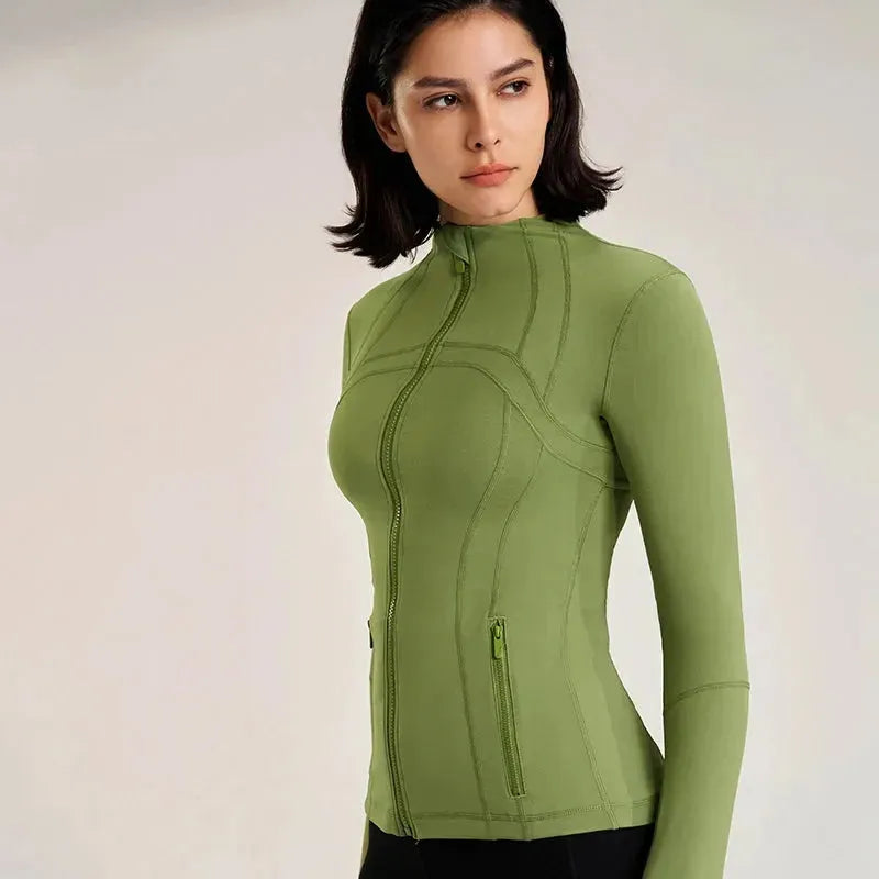 2024 Women's Slim Fit Collar Jacket - Quick Dry Breathable Long Sleeve Sports Jacket for Yoga, Running & Gym Workouts - Perfect for Fitness Training & Outdoor Activities