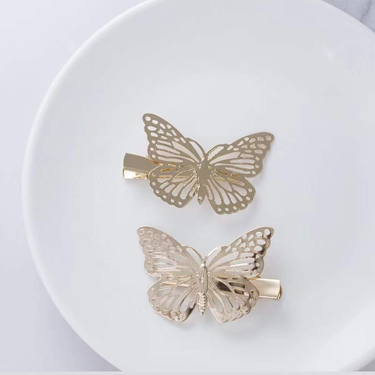 12 Pcs Gold Metal Butterfly Hair Clips for Women & Girls - Elegant Hair Accessories (Left & Right) - Perfect for Parties, Weddings, and Everyday Styling