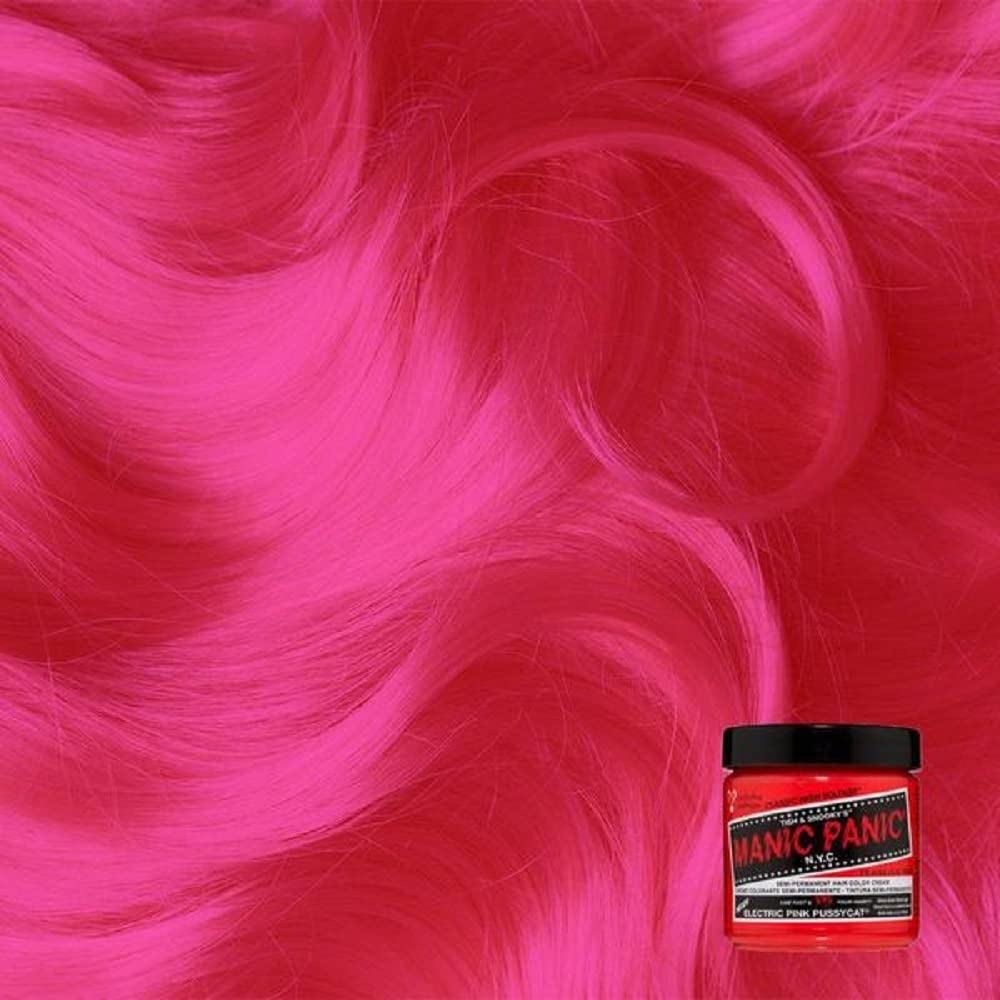 Manic Panic Electric Pink Pussycat Hair Dye - Vibrant Semi-Permanent Hair Color for Bold Looks | Perfect for Punk, Cosplay & Creative Hairstyles
