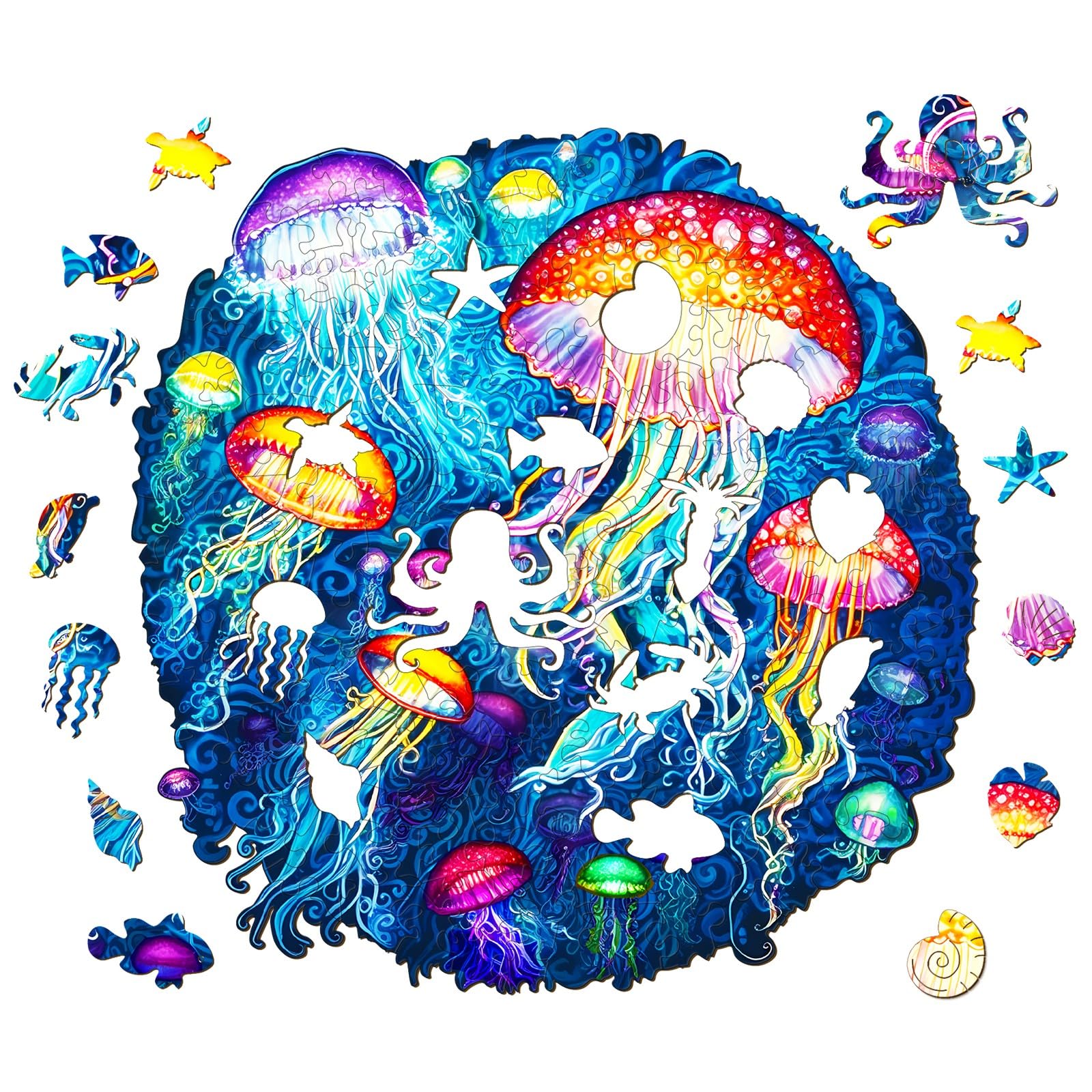 Premium Wooden Animal Puzzles for Adults - KAAYEE Wooden Jellyfish Puzzle with Gift Box - Challenging Brain Teaser for Relaxation & Stress Relief - Perfect for Home Decor, Gifts & Family Game Night