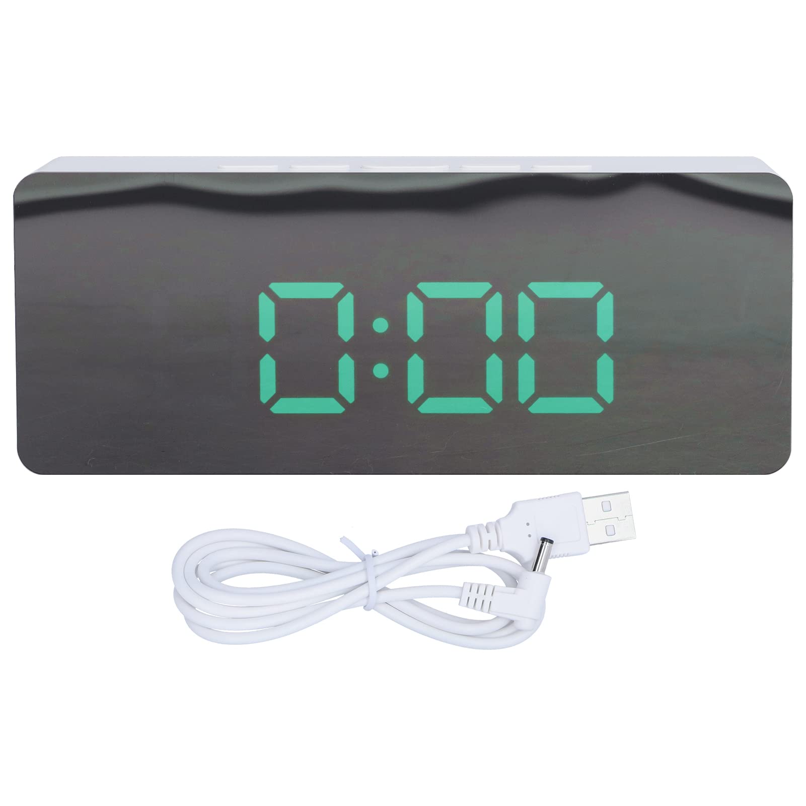 Kuuleyn Digital Alarm Clock with Snooze Mode - ABS LED Mirror Display, White Shell for Bedroom, Living Room & Home Office Decor - Perfect for Nightstand, Desk or Shelf (TS-S69-G)