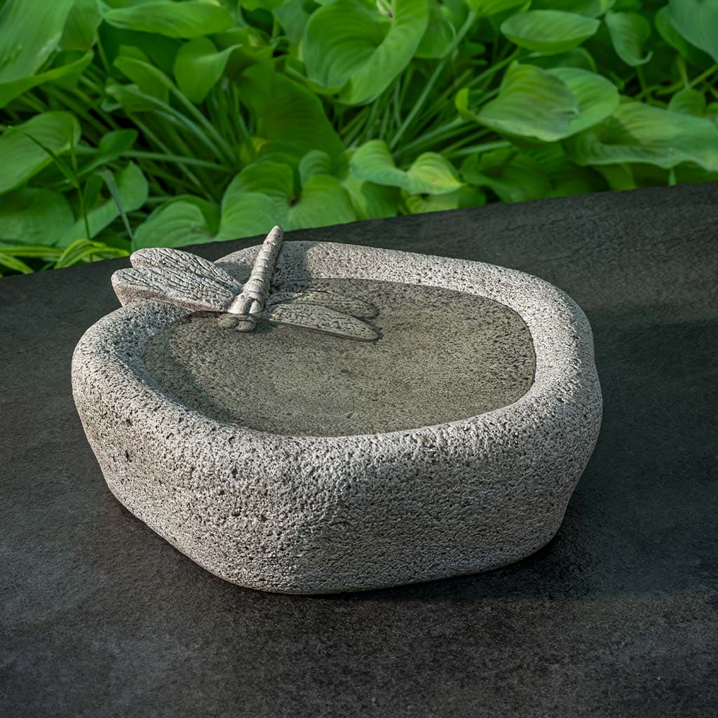 Campania International Woodland Dragonfly Birdbath - Outdoor Garden Decor for Birds, Dragonfly-Themed Bird Bath for Patio, Yard & Garden Decoration - Attract Wild Birds & Enhance Your Outdoor Space