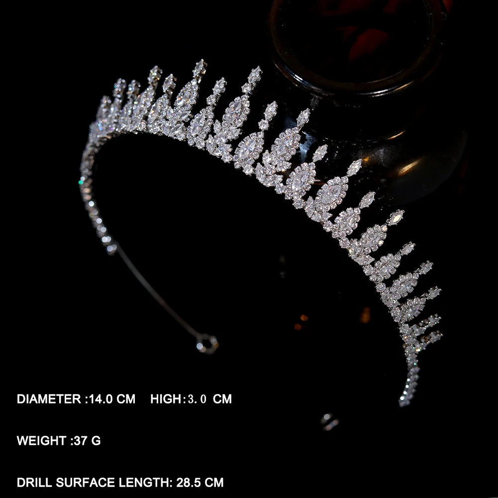 3A Zirconia Wedding Crown for Women | CZ Crystal Tiara Headpiece | Bridal Headdress for Weddings, Prom, Sweet 16 & Special Occasions