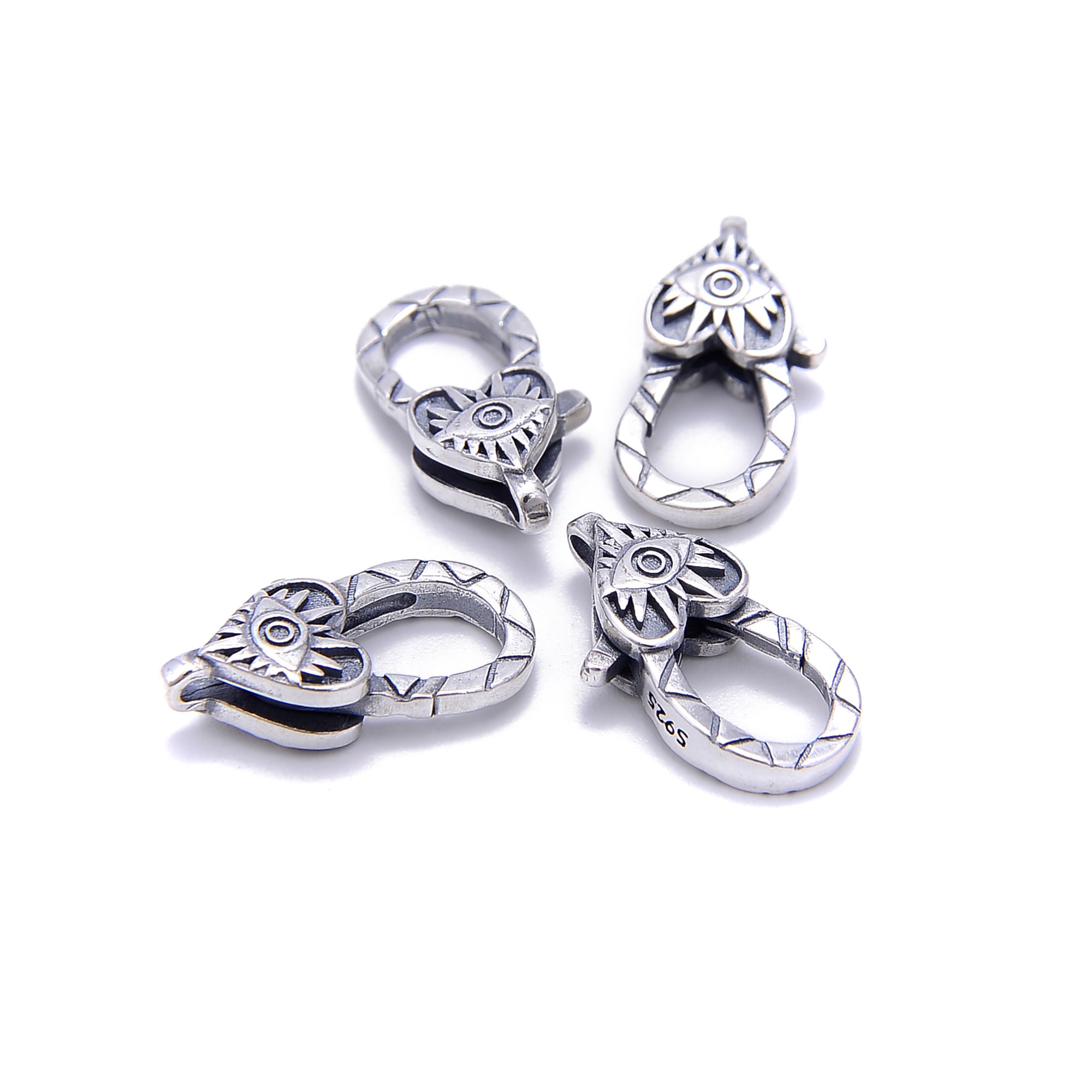 925 Sterling Silver Anti-Tarnish Evil Eye Clasp - 9x18mm (2 Pcs) - Perfect for Jewelry Making, Bracelets & Necklace Charms - Protection Against Negative Energy