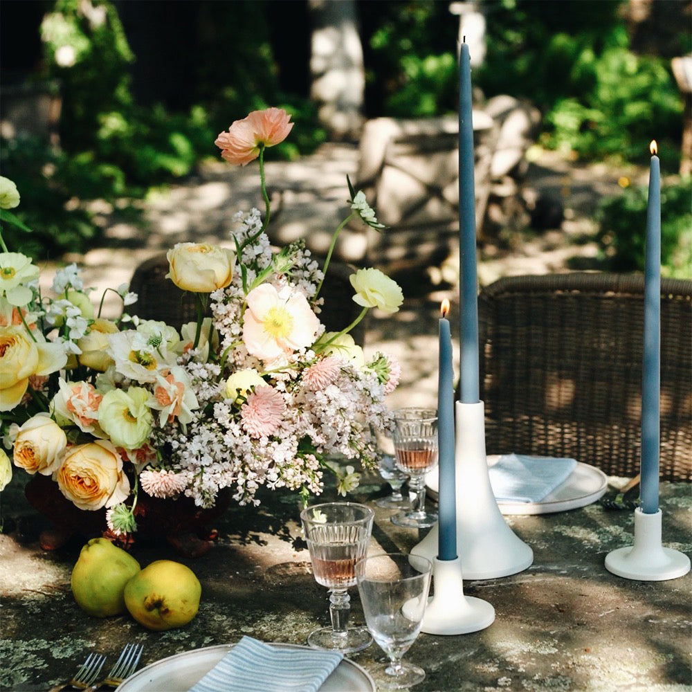 Premium Taper Candles - Heron Blue Hand-Dipped for Elegant Dining, Weddings & Home Decor | Long-Lasting & Scented Options Available