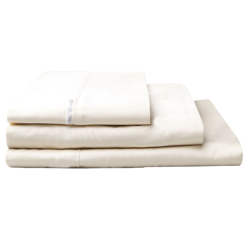 Luxury 100% Egyptian Cotton Sateen Sheet Set - 400 Thread Count Queen Size (50cm) - Soft Vanilla Color | Perfect for Master Bedroom, Guest Room & Hotel Use