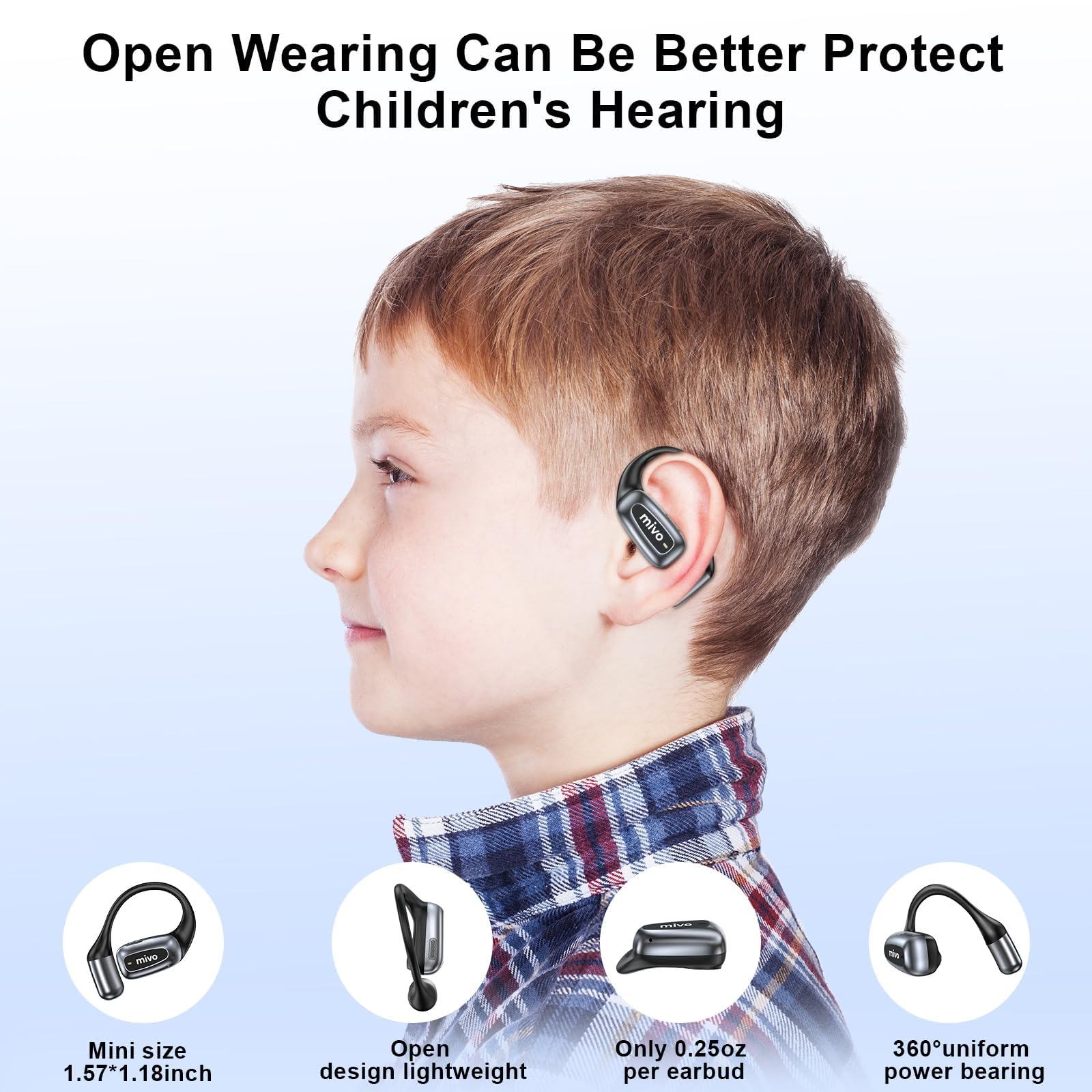 Mivo Open Ear Wireless Earbuds - Lightweight Comfortable Bluetooth Headphones with 16.2mm Audio Driver, ENC Noise Cancelling, IPX7 Waterproof for Running, Cycling & Workout - Sweat Resistant Sport Earphones