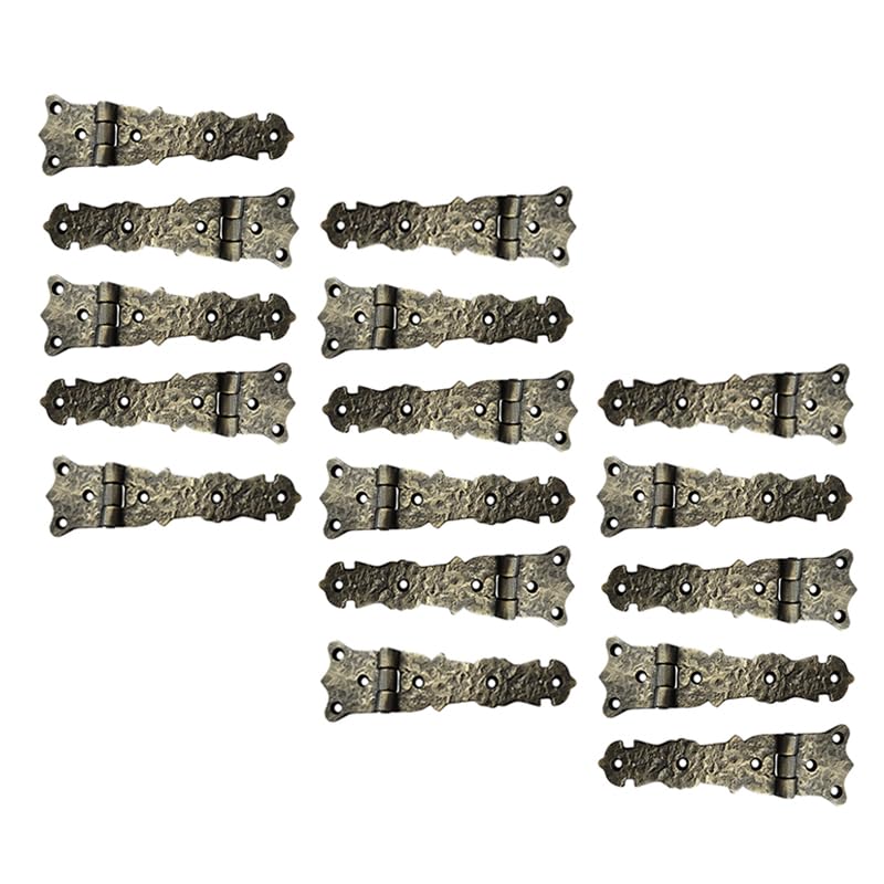 Adonai Hardware Abez Antique Cast Iron Cabinet Hinges - 16 Pack (5.6 Inch, Antique Brass Finish) - Heavy Duty Vintage Style Hinges for Kitchen Cabinets, Furniture & Restoration Projects