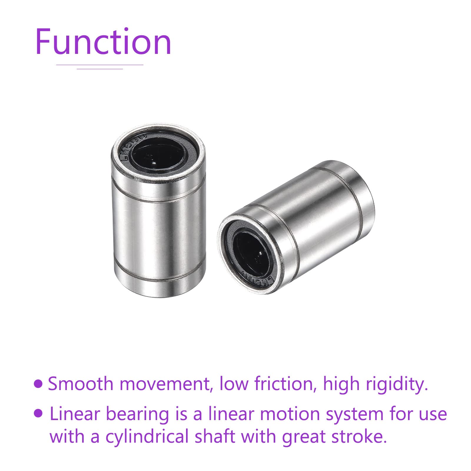 DMiotech 4 Pack LM8UU 8mm Linear Ball Bearings - Nickel Plated for 3D Printer, CNC Machine, DIY Projects - Smooth Motion for 3D Printing & Robotics