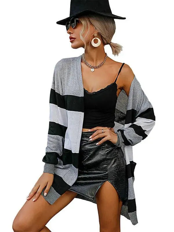Stylish Long Sleeve Striped Cardigan Sweater for Women | Cozy Fall & Winter Layering | Perfect for Office, Date Night & Casual Outfits