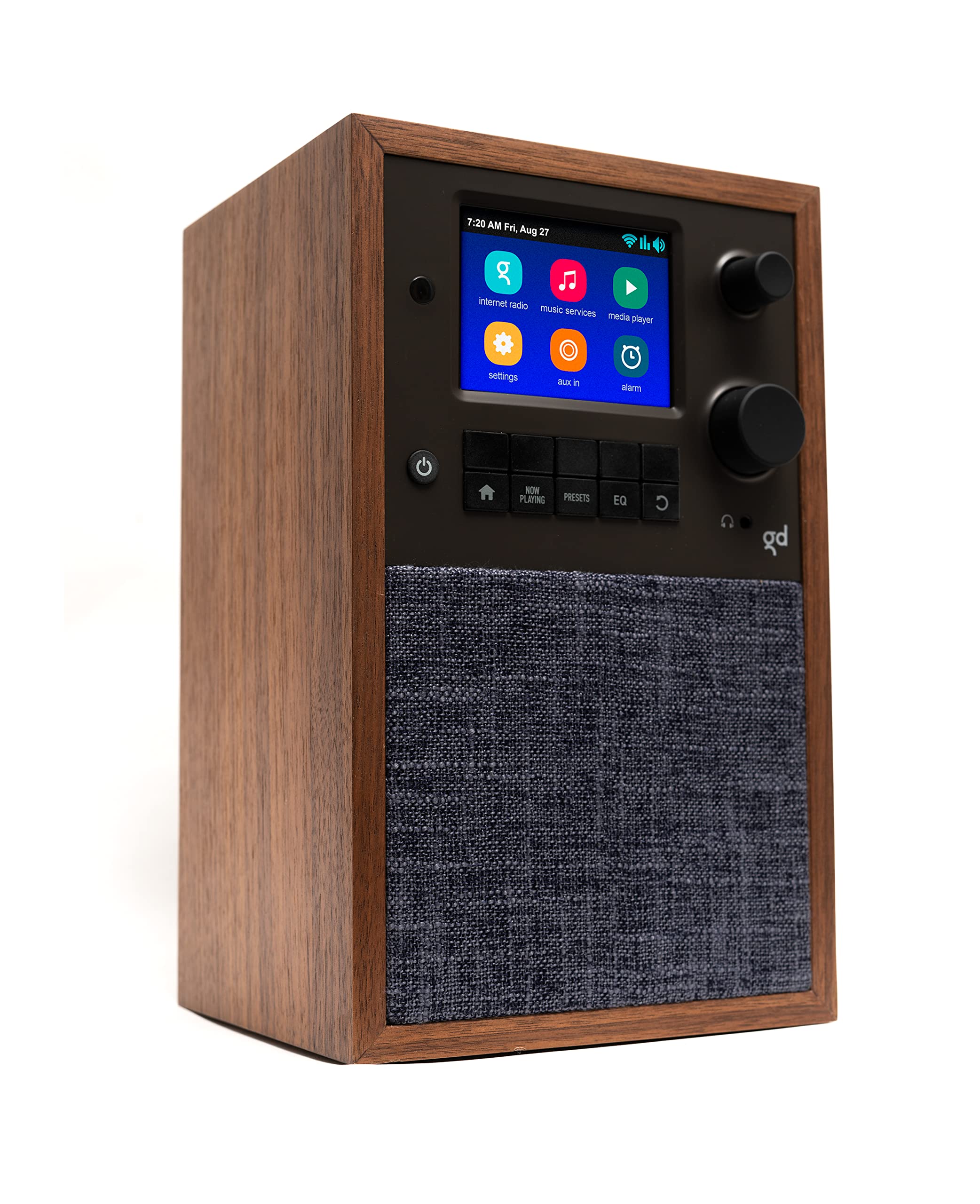 Grace Digital Mondo Elite Alto Smart Internet Radio with Bluetooth & Wi-Fi - 7-Day Alarm Clock, No Microphone - Premium Walnut Finish for Bedroom, Office & Kitchen Use